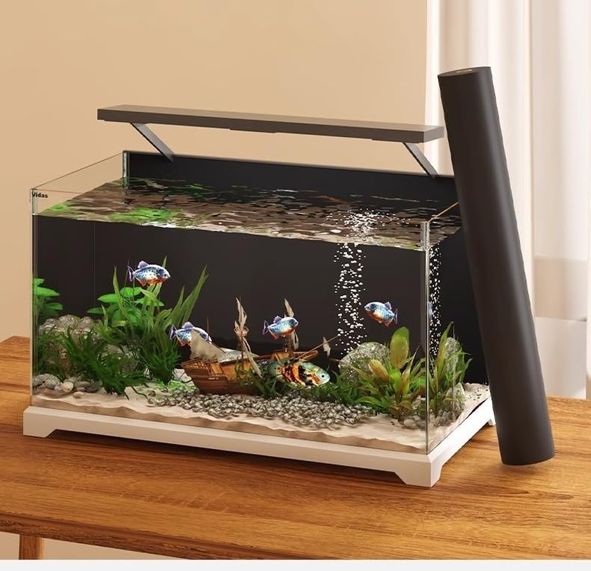 XINYUICEAN Fish Tank Background, Black Aquarium Background Static Cling, Electrostatic Adhesion Aquarium Fish Tank Wallpaper Backdrop, Vinyl Aquarium Poster Background Sticker Decoration image number 1