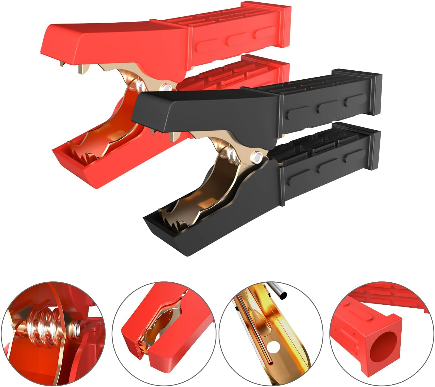 Goupchn Heavy Duty Crocodile Clamps Pure Copper 500A Car Battery Charger - 2PCS Power Replacement Battery Alligator Clips Jumper Cable Clamps Welder Clips for Car Automotive Vehicle Boat image number 2