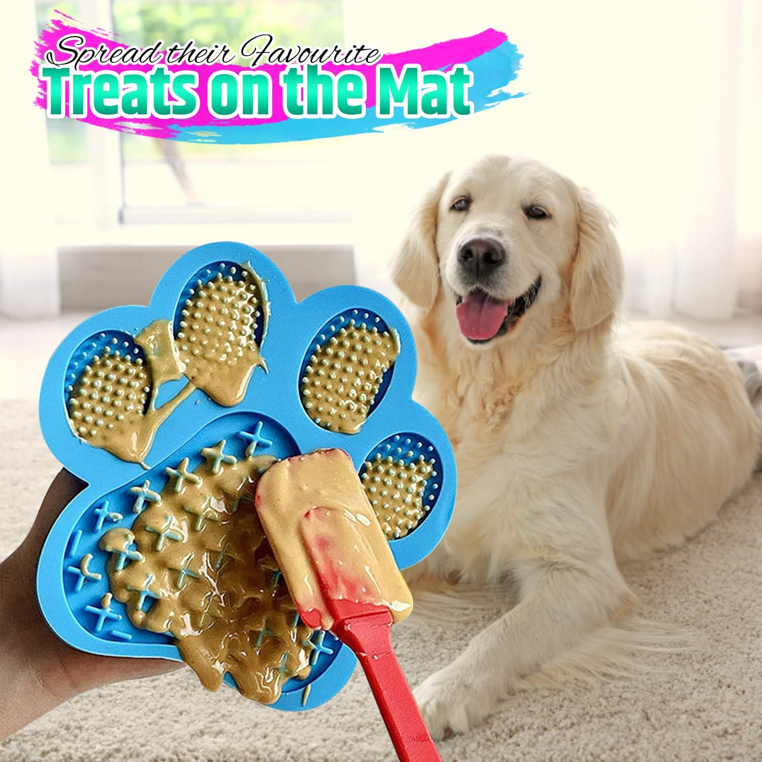 Love Lick Mat 2 Pack Combo - Slow Feeder - Love Heart & Paw Print - Suction Cups - Calms Anxious Pets - Kills Boredom - Dog Bath-Time Fun - Food Grade Silicone - BPA Free - Free Cleaning Brush Bonus image number 6