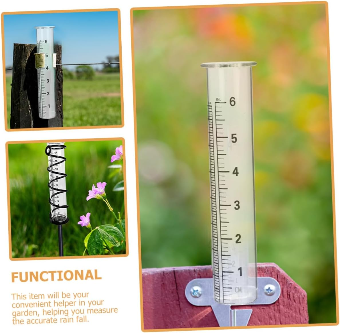 Balacoo 4Pcs Professional Glass Rain Gauge Tubes with Scale Replacement Cylinders for Outdoor Garden Read Measurement for Accurate Rainfall Tracking image number 1