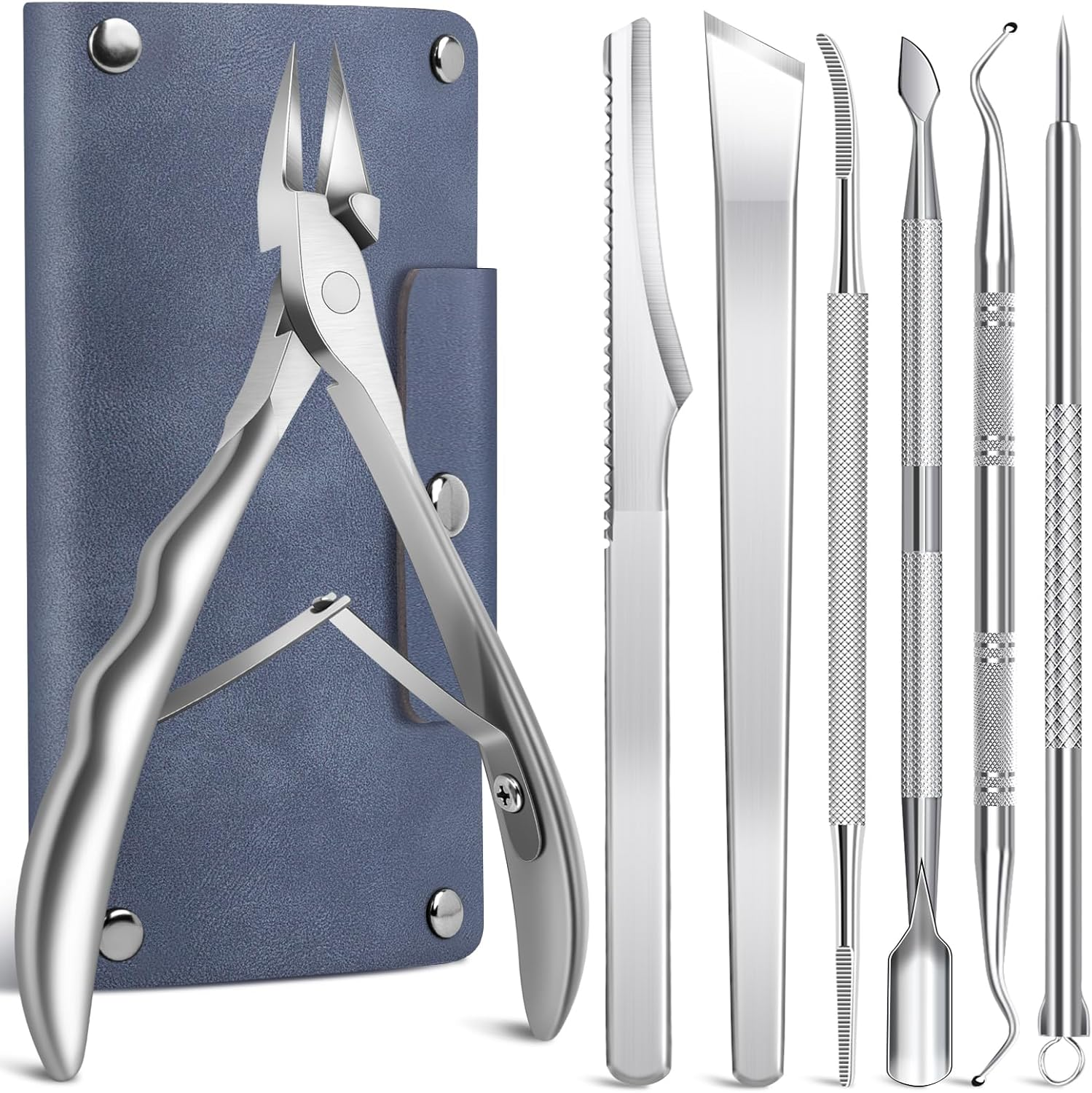 7-Piece Ingrown Toenail Treatment Set, Professional Stainless Steel Ingrown Toenail Removal Kit, Calloused Feet Remover Tool, Manicure Treatment Pedicure Tools for Feet (Under-Nail Clean + Foot Care) image number 3