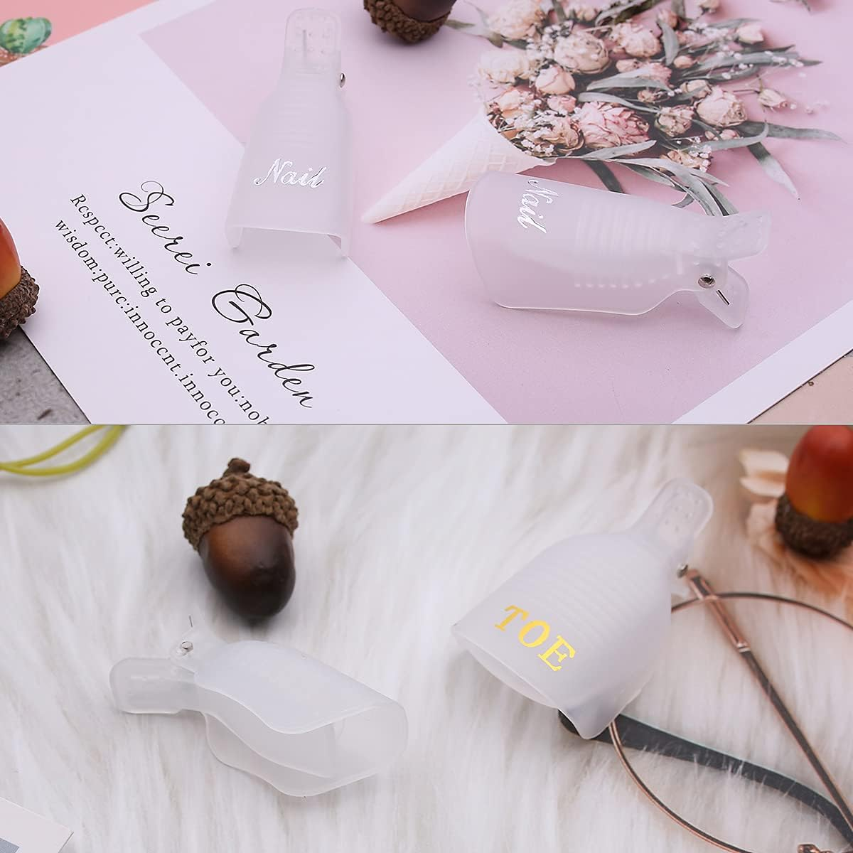 Akstore 20 PCS Nail Polish Remover Clips,Toenail and Finger Gel Nail Polish Remover Clips Acrylic Nail Art Soak off Clip Caps Clear - Clear image number 4