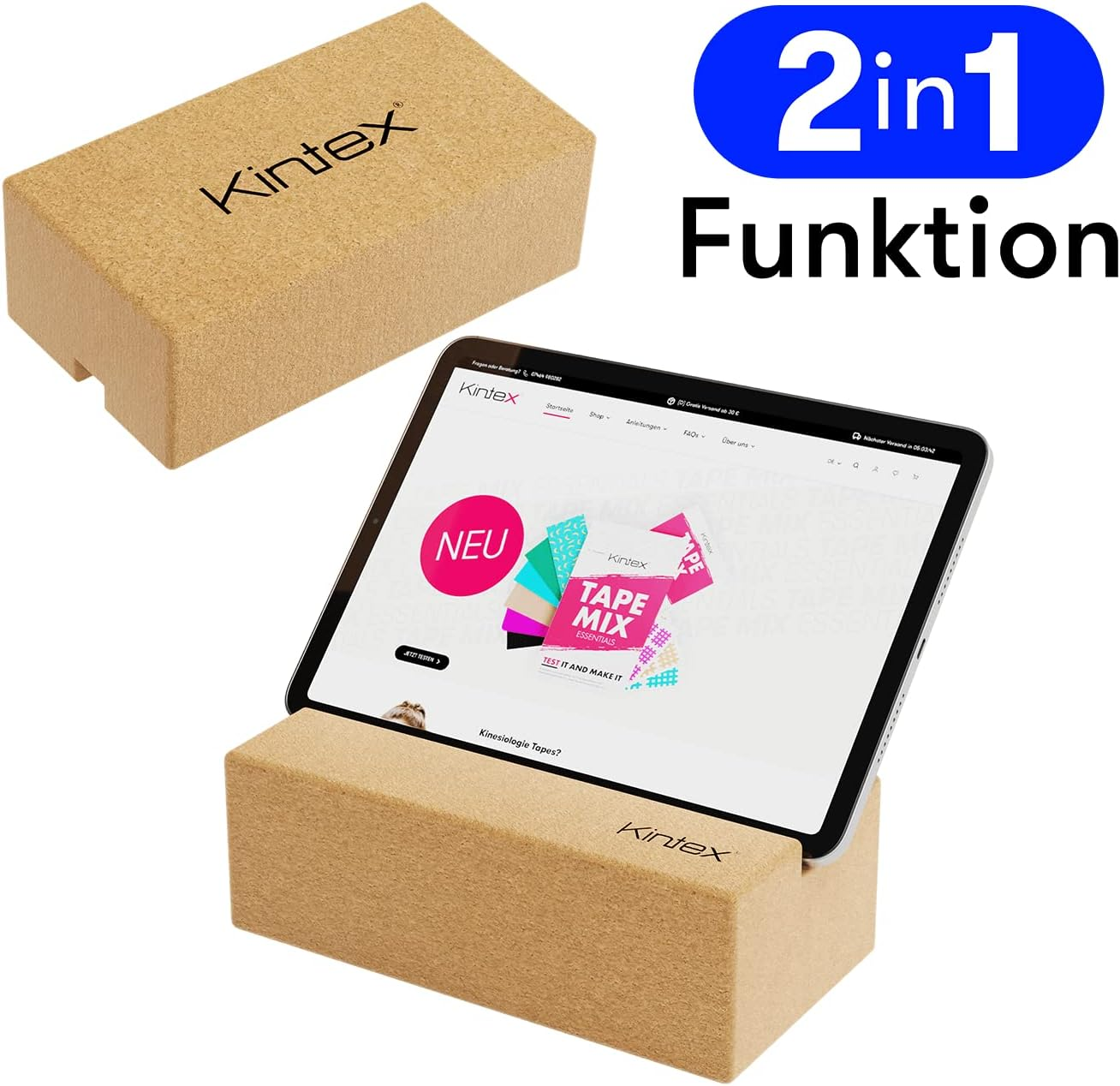 Kintex Cork Yoga Block, 2 in 1 Function, Pilates, Gymnastics, Fitness, Workout, Natural Cork, Lightweight and Durable image number 6