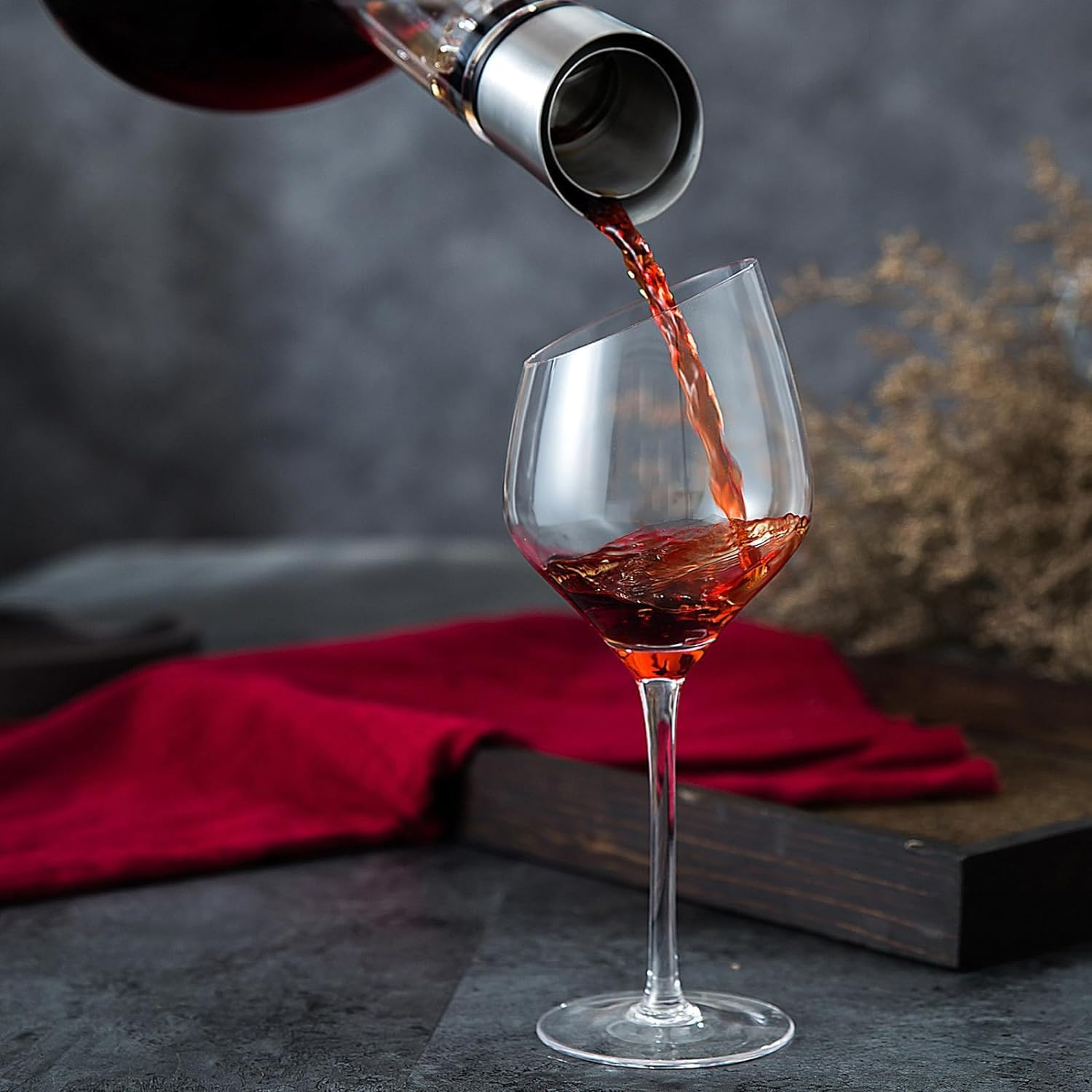 Wine Decanter, Red Wine Aerator with Built-In-Aerator Stainless Steel Filter, Hand Blown Lead-Free Crystal Glass Wine Decanters and Carafes,Wine Gift image number 1