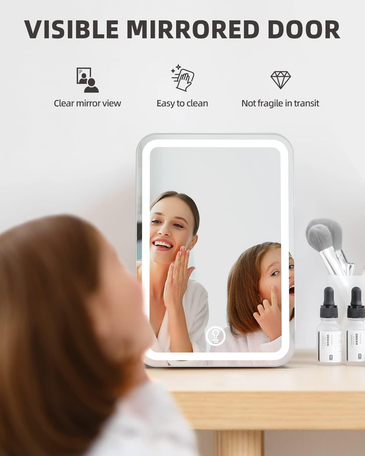 YOPOWER Mini Skincare Fridge with Dimmable LED Light Mirror, 8L Portable Makeup Fridge Cooler and Warmer for Bedroom, Car, Office, Small Refrigerator AC/DC Powered for Cosmetics and Food, White image number 6