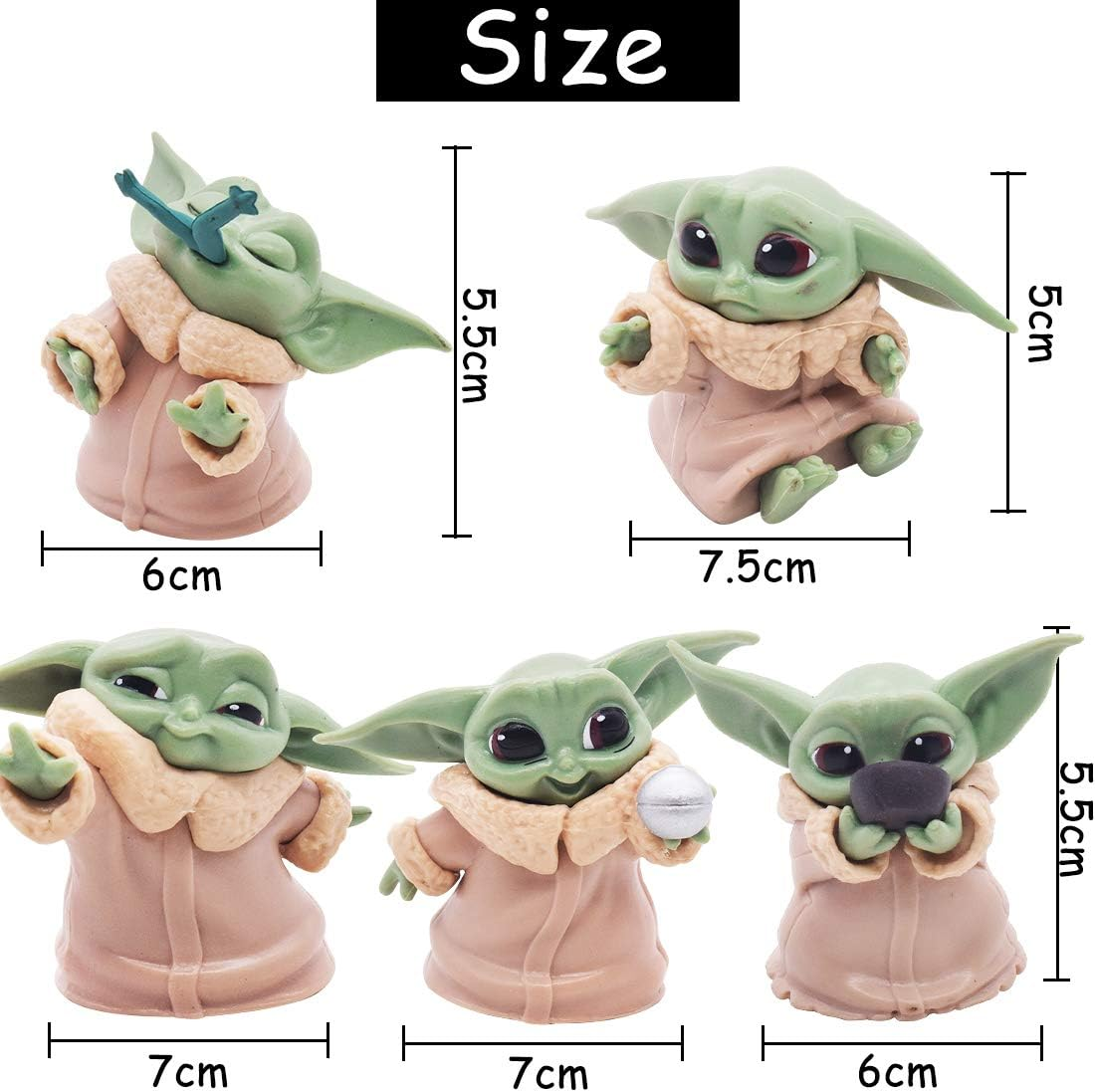 Cartoon Cake Creative Decoration Tomicy 5PCS Baby Yoda Mini Figures Set Creative Animal Shape Birthday,Party Cake Set, Party Supplies Cupcake Figurines image number 3