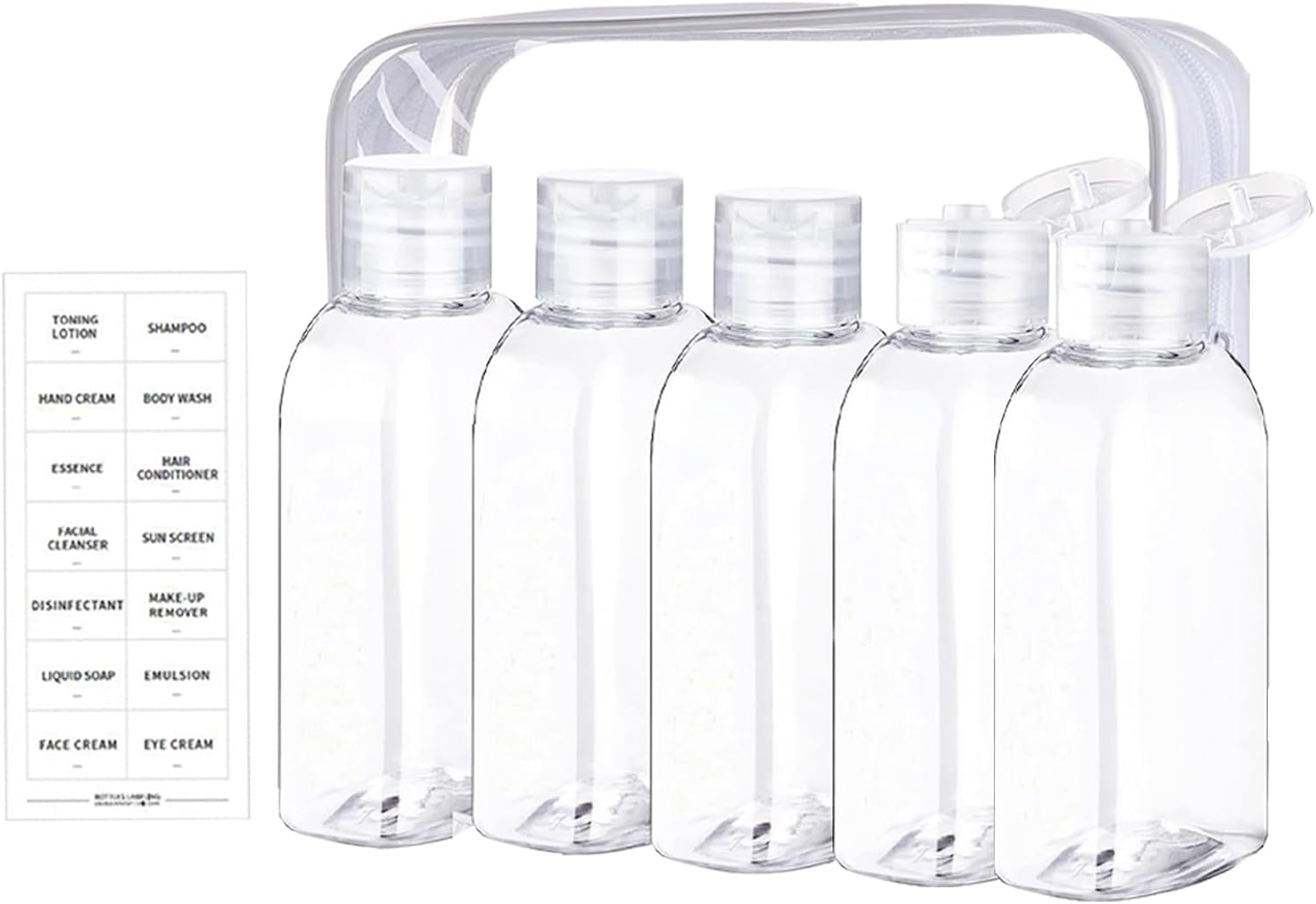 G&eacute;n&eacute;rique Travel Liquid Bottles, Portable Lotion Containers - 100Ml Clear Leak Proof Bottles for Home, Sports, Hiking, Camping and Holidays