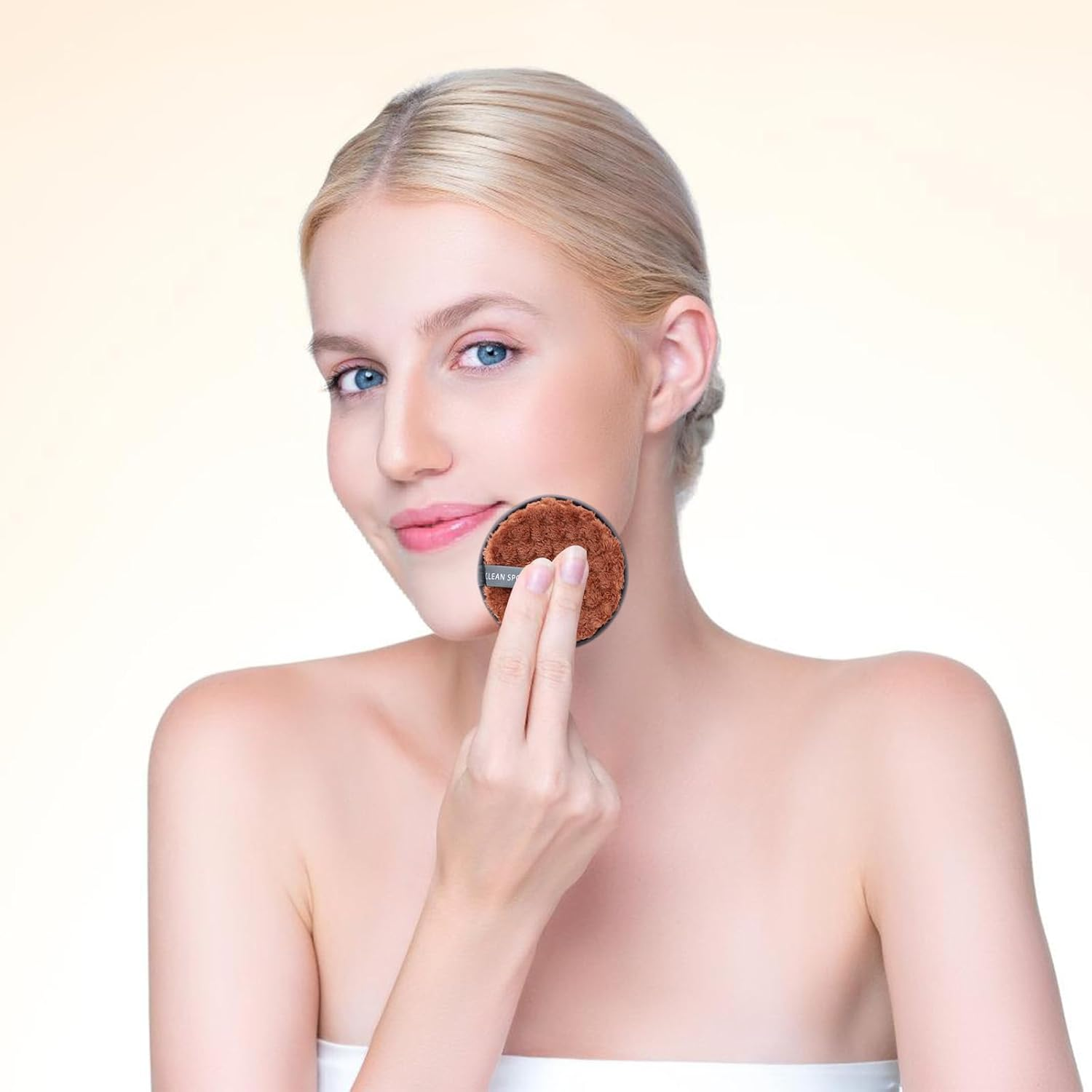 YSHIGUING Reusable Makeup Remover Pads,4Pc Reusable Makeup Remover Cloths Face Pads for All Skin Types, Washable Microfiber Face Cleaner Puff Facial Cleansing,Black/Coffee/White/Pink image number 6