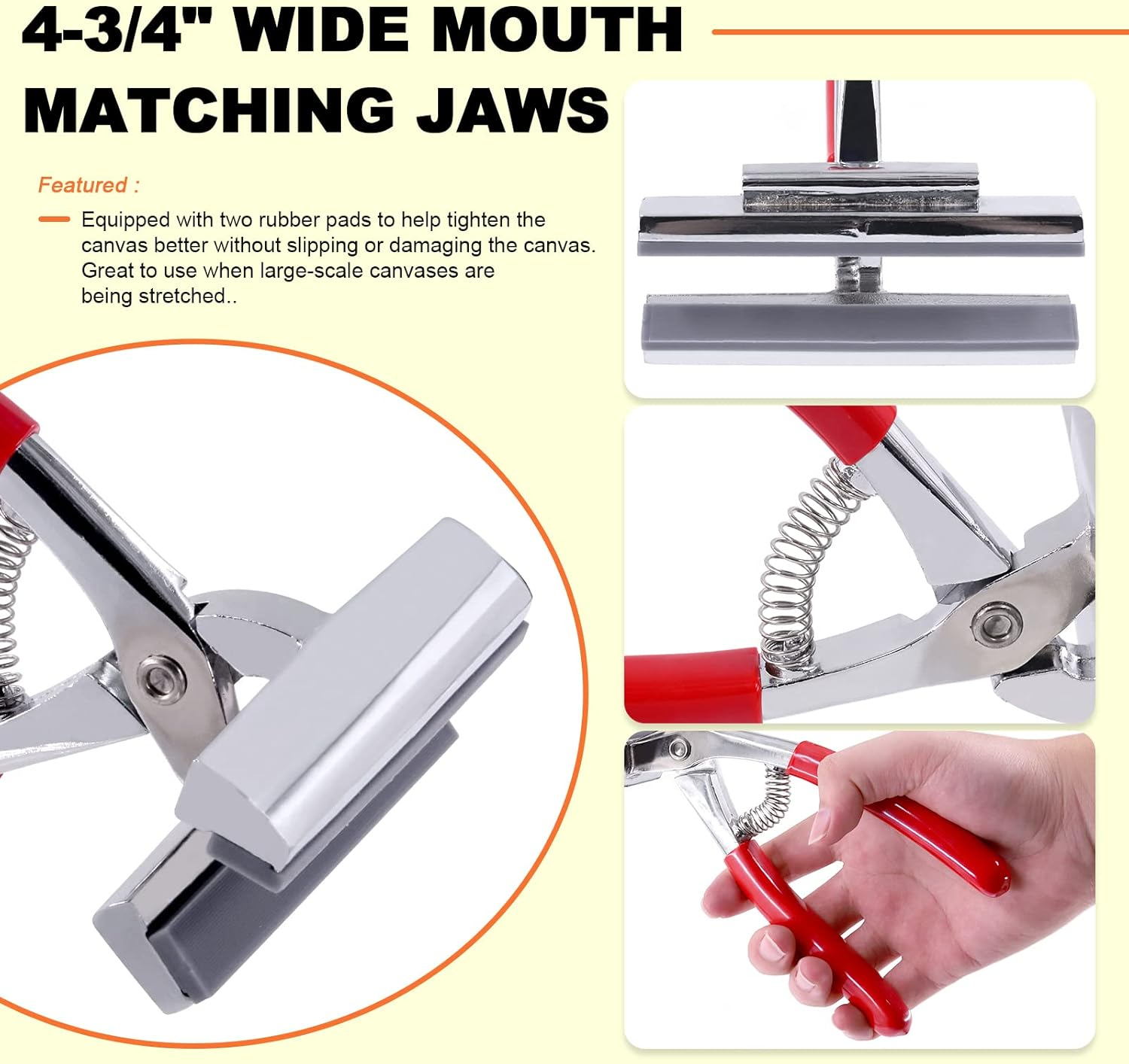 Tanstic 3Pcs Heavy Duty Canvas Pliers and Staple Remover and Tack Puller Set, Professional Canvas Stretching Pliers Tool with Spring Return Handle for Stretching Canvas Clamp Art Oil Painting