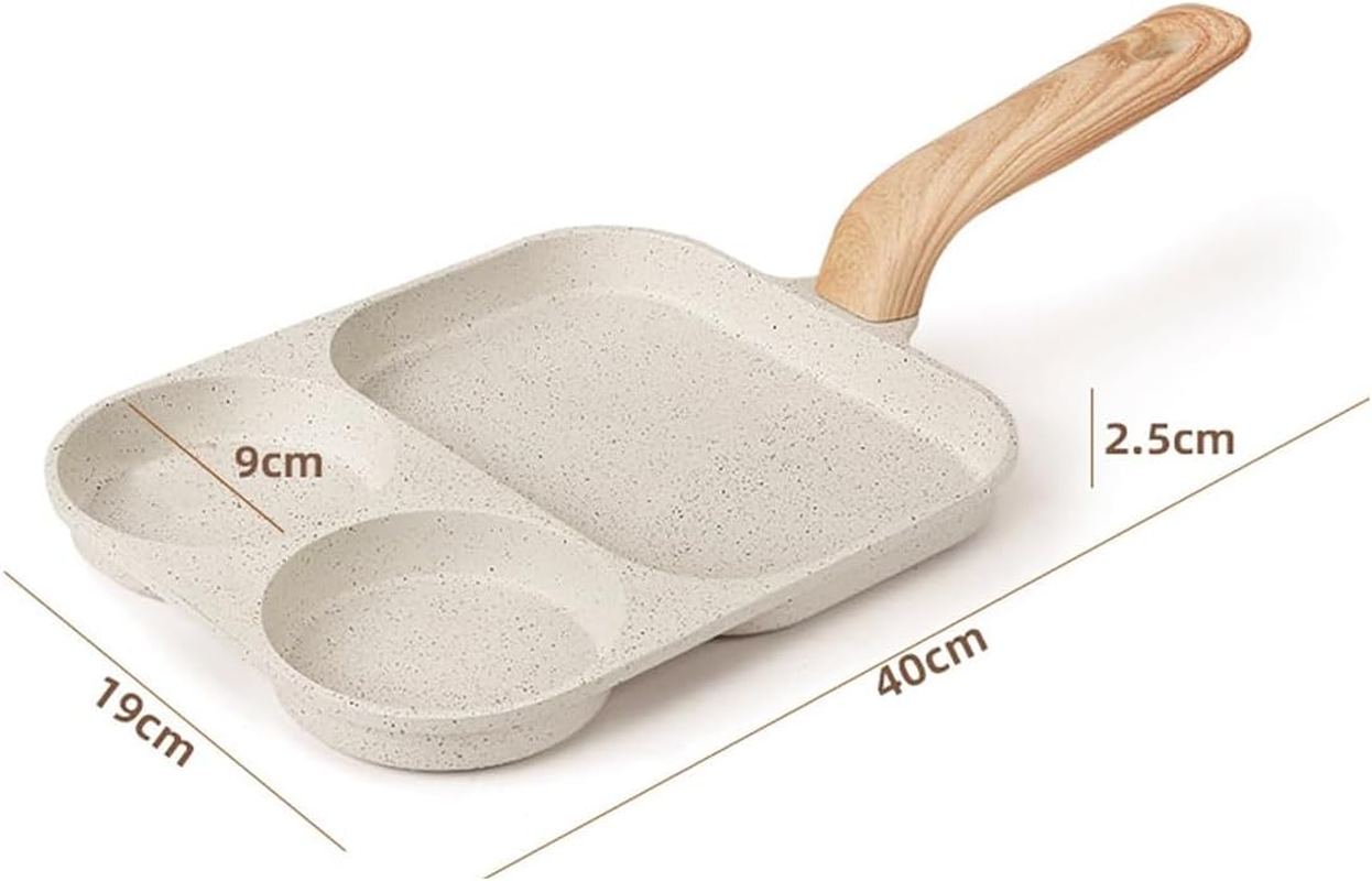 Egg Frying Pan, 4 Cup Pancake Pan Nonstick Egg Frying Pan Aluminium Alloy Egg Skillet Divided Breakfast Cooker, Suitable for Gas Stove & Induction Cookware (Gray-Black) image number 2