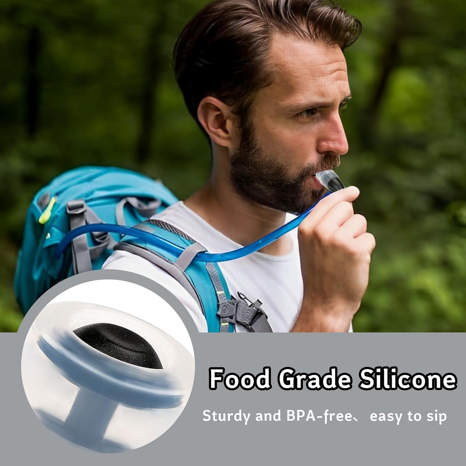 4Pcs Bite Valve Replacement with a Connector for Hiking Backpack Water Bladder Hose, Black Silicone Replacement Bite Valve Sheath Compatible with Osprey Packs Hydraulics Reservoirs