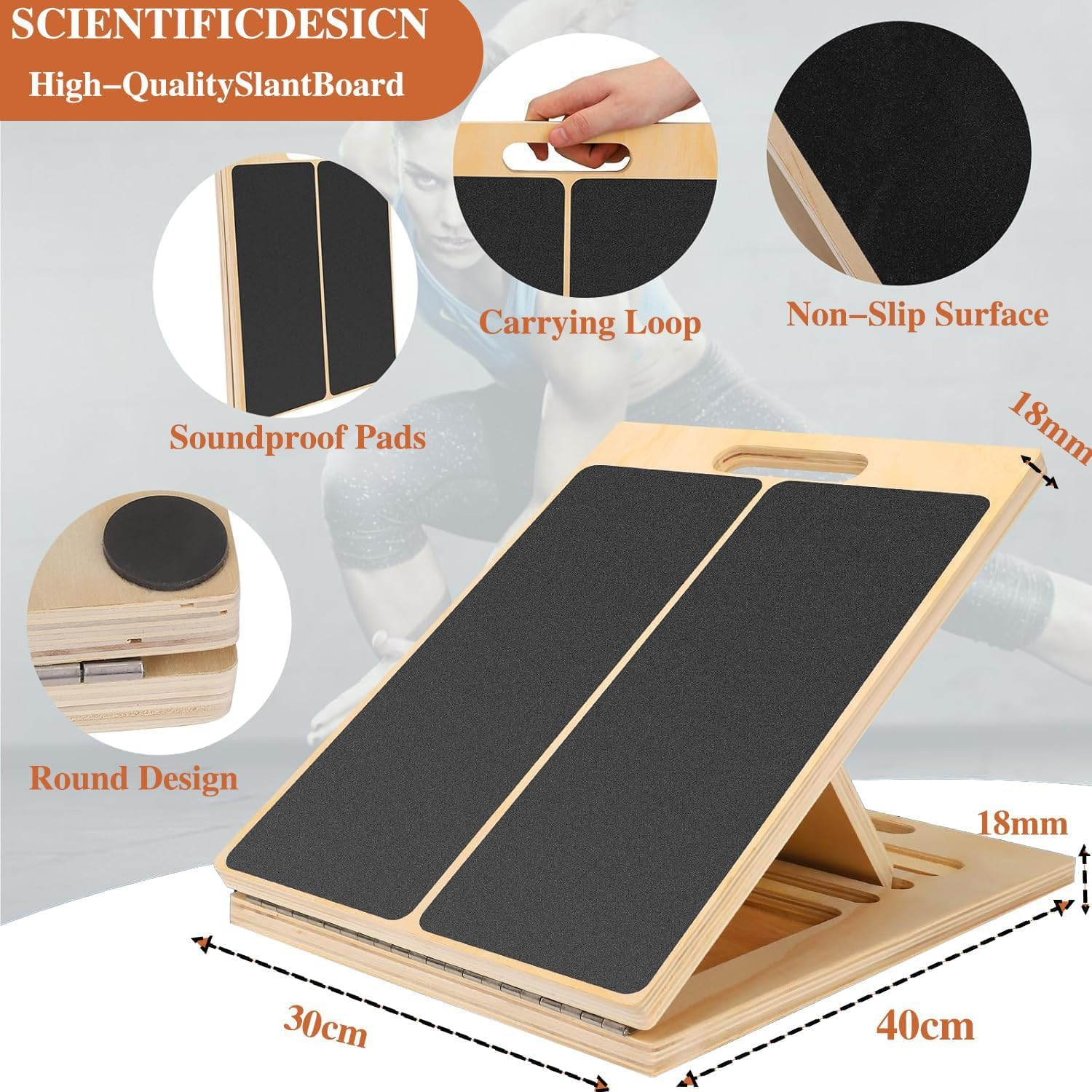 Slant Board for Calf Stretching,Adjustable Angle Slant Board, Calf Squat Wedge,Portable Rehab Stretching Foot Rest,For Exercise, and Ankle Mobility,For Knees, Feet and Achilles Support image number 4