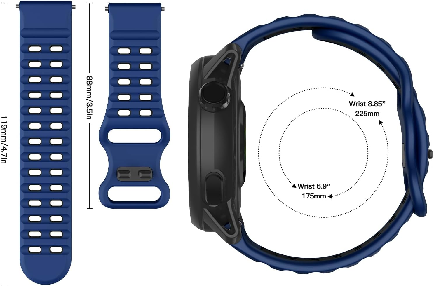 OVERSTEP Compatible with Coros Pace 3/Apex 2Pro/Apex 46 Mm/Apex Pro Straps, Silicone Strap Sports Strap for Garmin Venu 2/Venu 3/Vivoactive 4 Watch Strap - Army Green Black image number 6