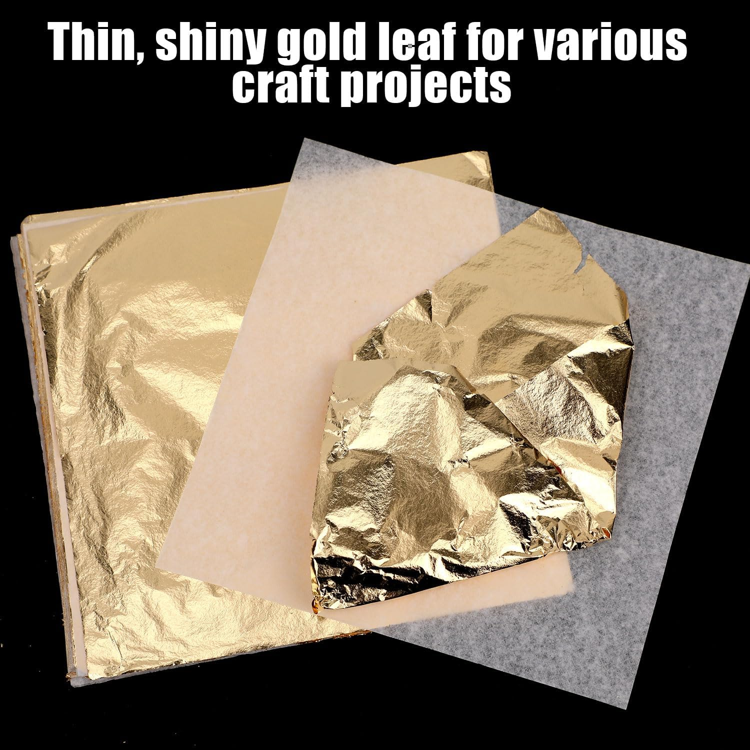 100Pcs Gold Leaf Sheets for Art & Gilding Crafting, 5.5"X5.5" Imitation Gold Foil Sheets with Tweezers & Brush for DIY Projects Painting Nails Furniture Picture Frames Decor (Gold & Rose Gold) - Gold  Rose Gold image number 6