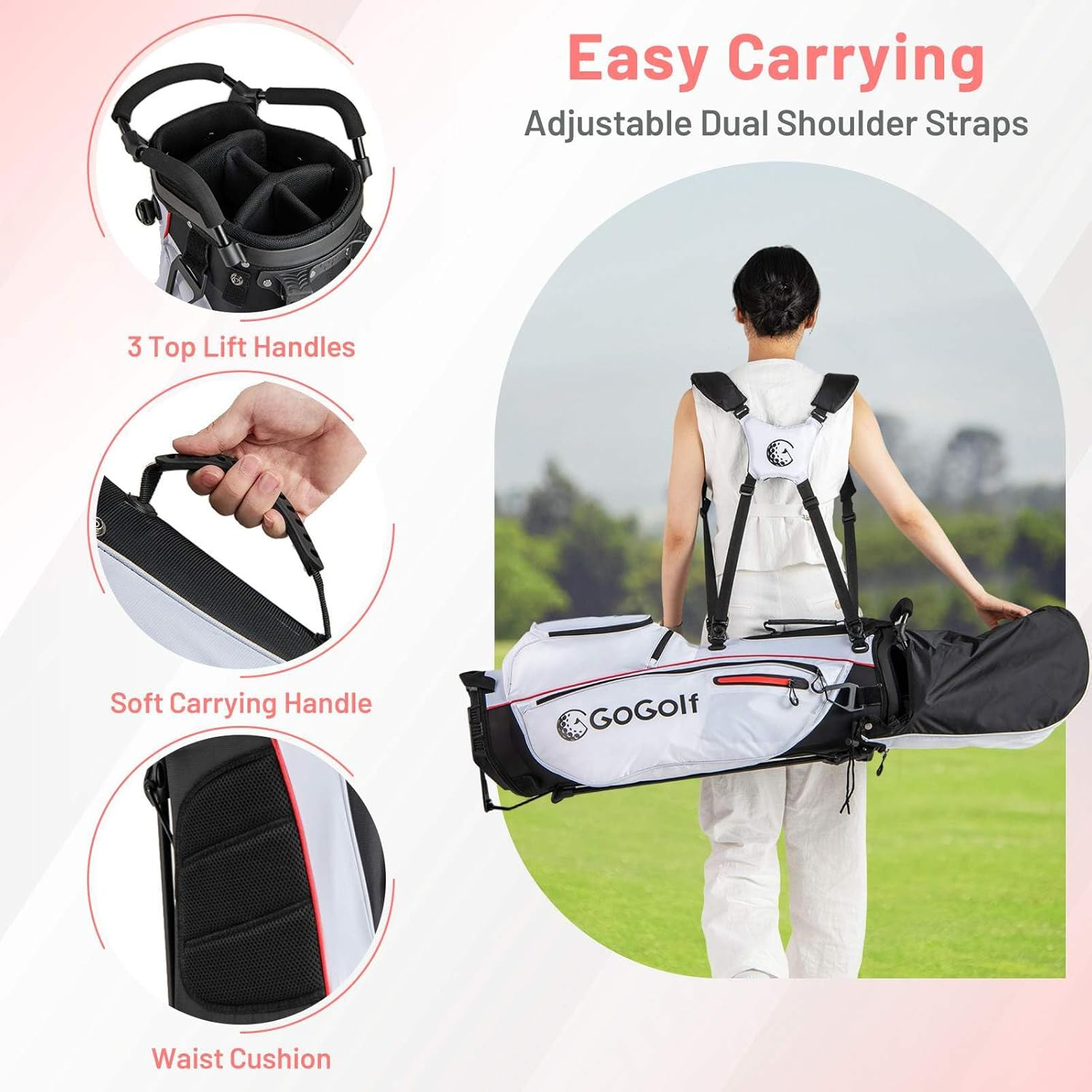 Costway Women'S Golf Set, 15-Club Package for Women with 460Cc #1 Driver, #3 Fairway Wood, Hybrid, Irons (#5#6#7#8#9#P #S) and Putter, Complete Set for Beginners with Stand Bag - Red image number 3