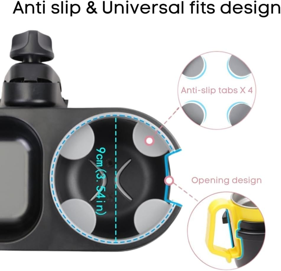 Universal Stroller Snack Tray, Stroller Cup Holder, Tray with Cup Holder, Stroller Attachment Accessories image number 2