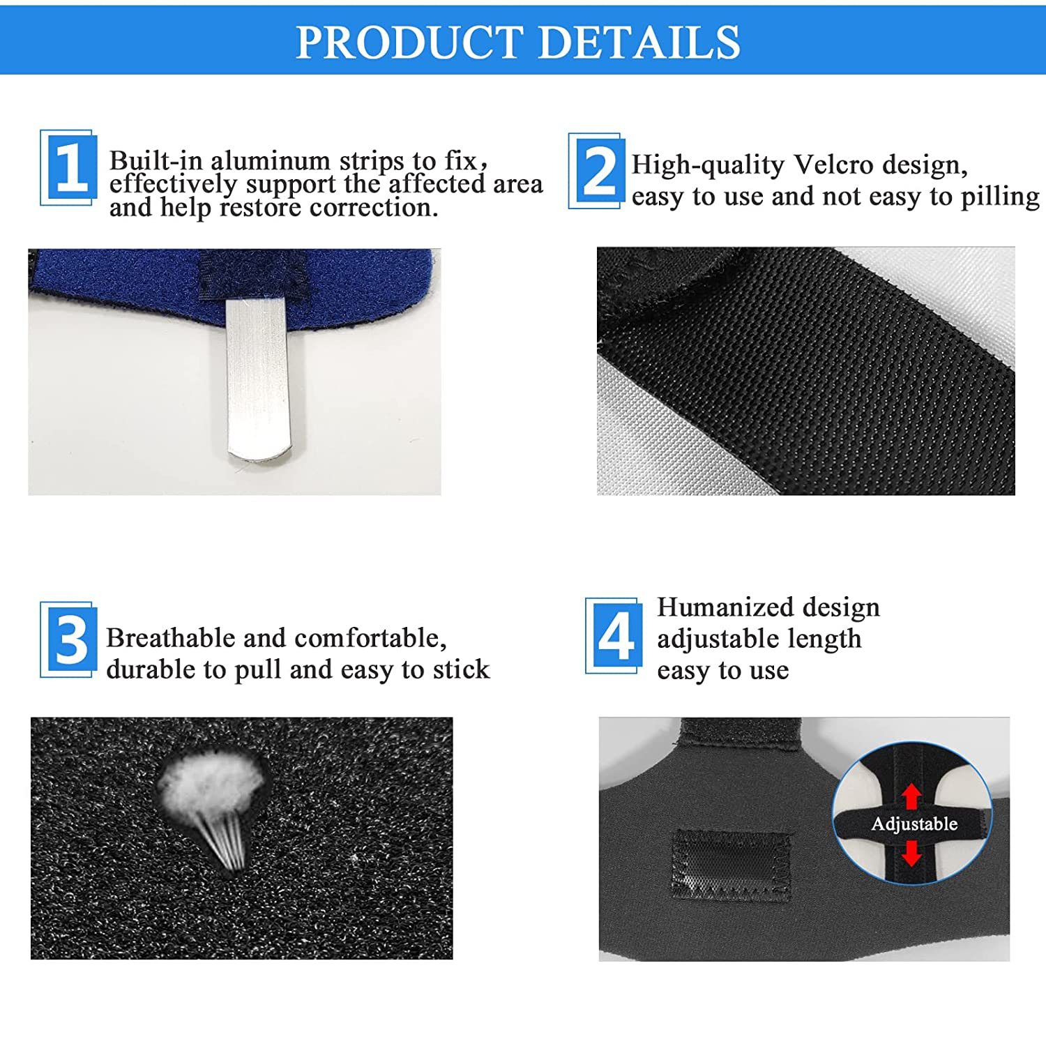 Threeh 2 Pack Finger Splints for Trigger Fracture Built-In Aluminum Compression Recovery Straightening Immobilizer Treatment Strip Arthritis Sprain Displacement SJ49 image number 4