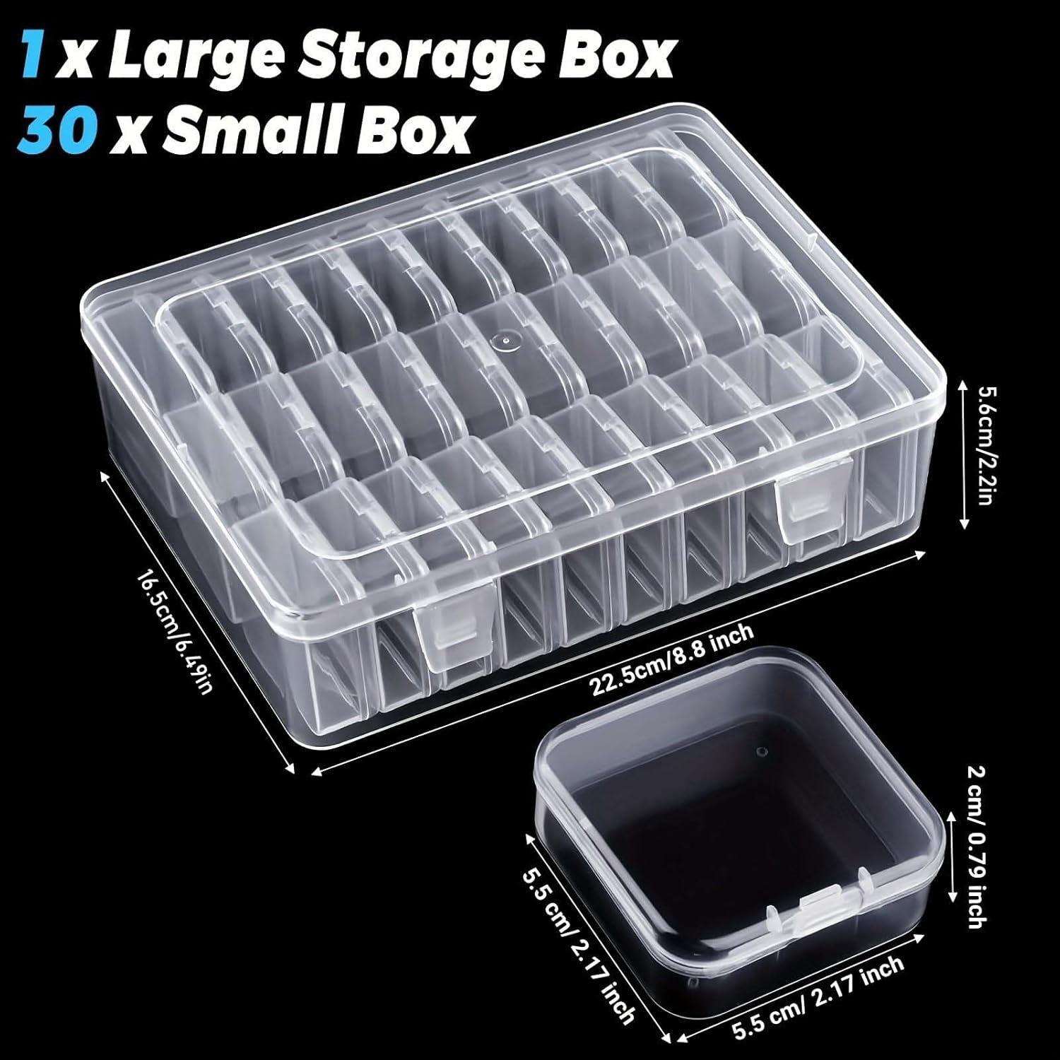 Plastic Sorting Box, Beads Storage Box, Sorting Boxes with Compartments, 30 PCS Clear Little Boxes with Lid, Diamond Art Boxes, Storage Box for Pearls, Pills, Jewelry, Earrings, Sequins, Craft Storage image number 6