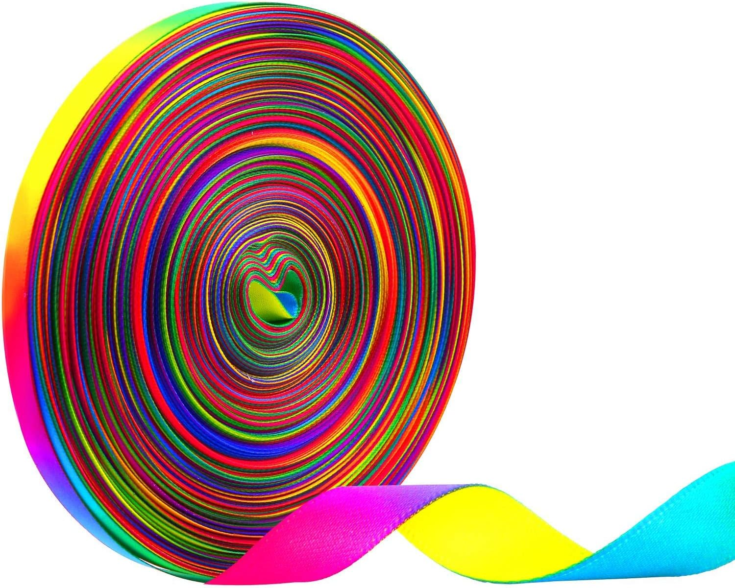 Teemico 50 Yards 1.5Cm Wide Satin Ribbon Gradient Rainbow Double Side Rainbow Colorful Printed for DIY Handmade image number 6