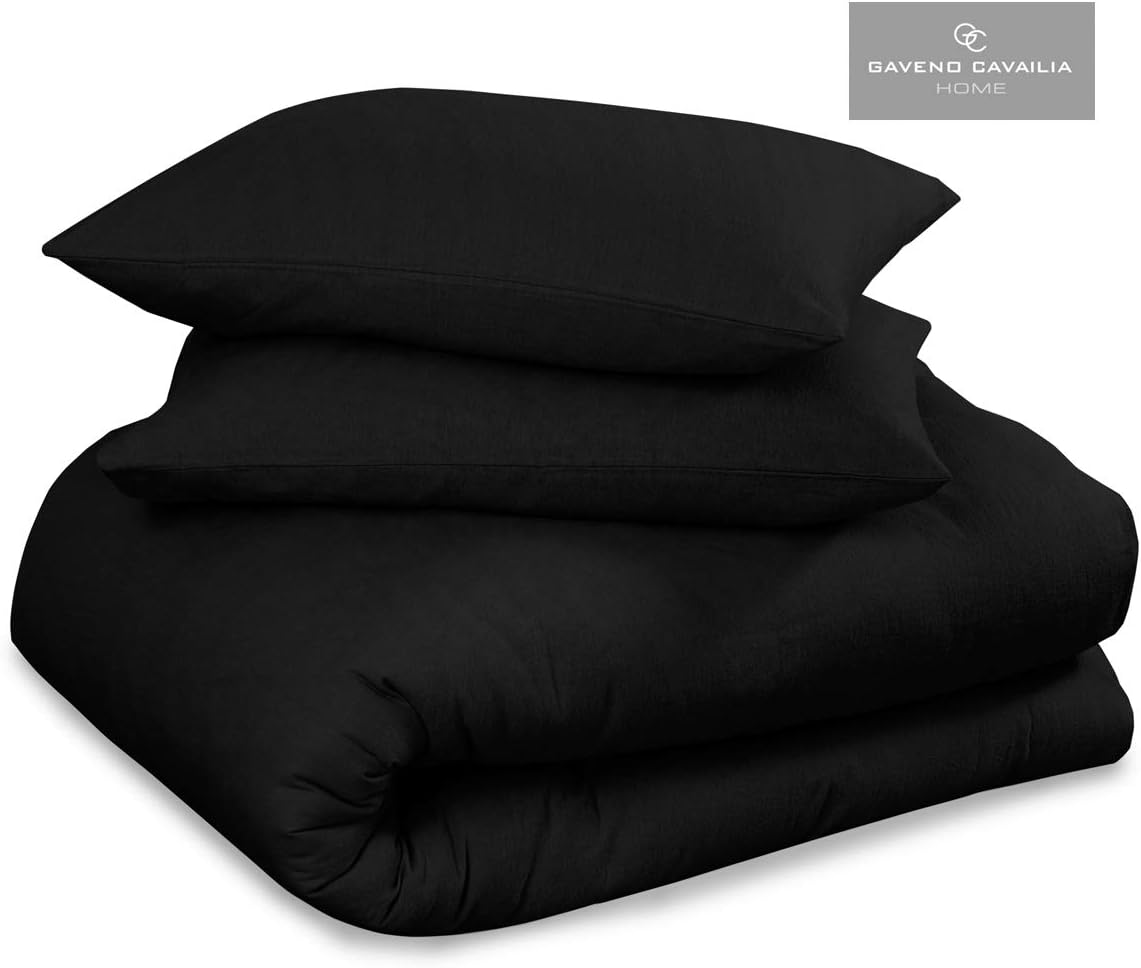 GC GAVENO CAVAILIA Easy Care Plain Dyed Flannel Flat Sheet, 100% Brushed Cotton Luxury Bedding Accessory, Soft & Cosy Bed Linen, Black, Single Size Bedsheet image number 7
