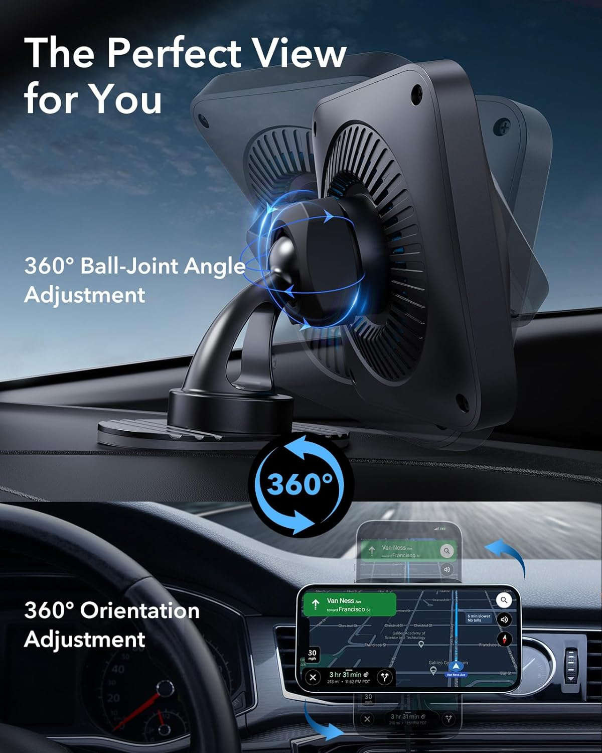 ESR for Magsafe Car Mount Charger with Cryoboost, Phone Cooling Magsafe Car Charger, Magnetic Wireless Car Charger, Air Vent/Dashboard Car Phone Holder for Iphone 17/16/15/14/13, S25, Fast Charging image number 2