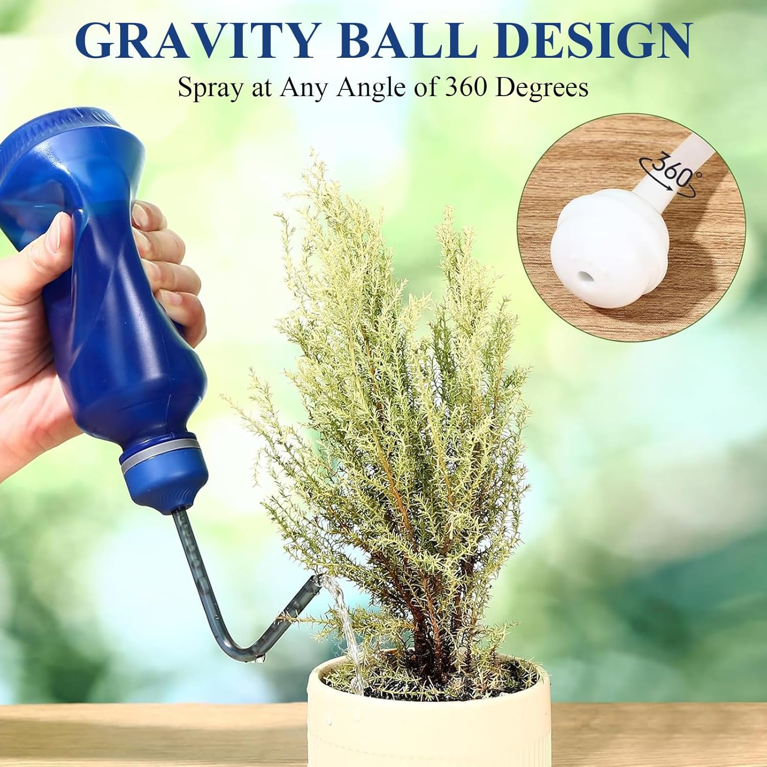 Rhoyee 450Ml Mini Watering Can for Indoor Plants &ndash;Squeeze Bottle with Precision Spout & Spray Head &ndash;Leak-Proof Plastic Plant Water Bottle for Succulents, Seedlings, Bonsai & Office Desk Plants (Blue) image number 5