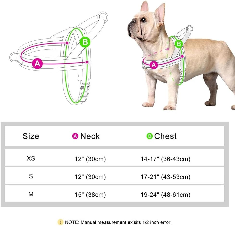 Nylon Dog Harness Soft Comfortable No Pull Small and Medium Dog Harness Adjustable Pet Harness for Chihuahua Pug French Bulldog,D,Xs image number 2