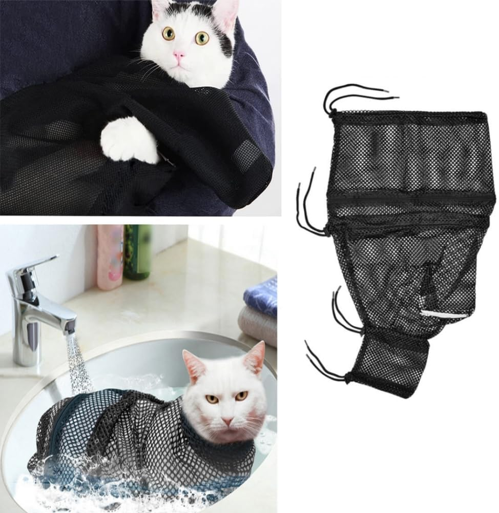 Changyeah Cat Bath Bag, Bath Bag, Wash Bag for Cats, Mesh Bag for Bath Bag, Durable Mesh Cat Shower Bag for Small, Medium Cats, Cutting Nails (Black) image number 4
