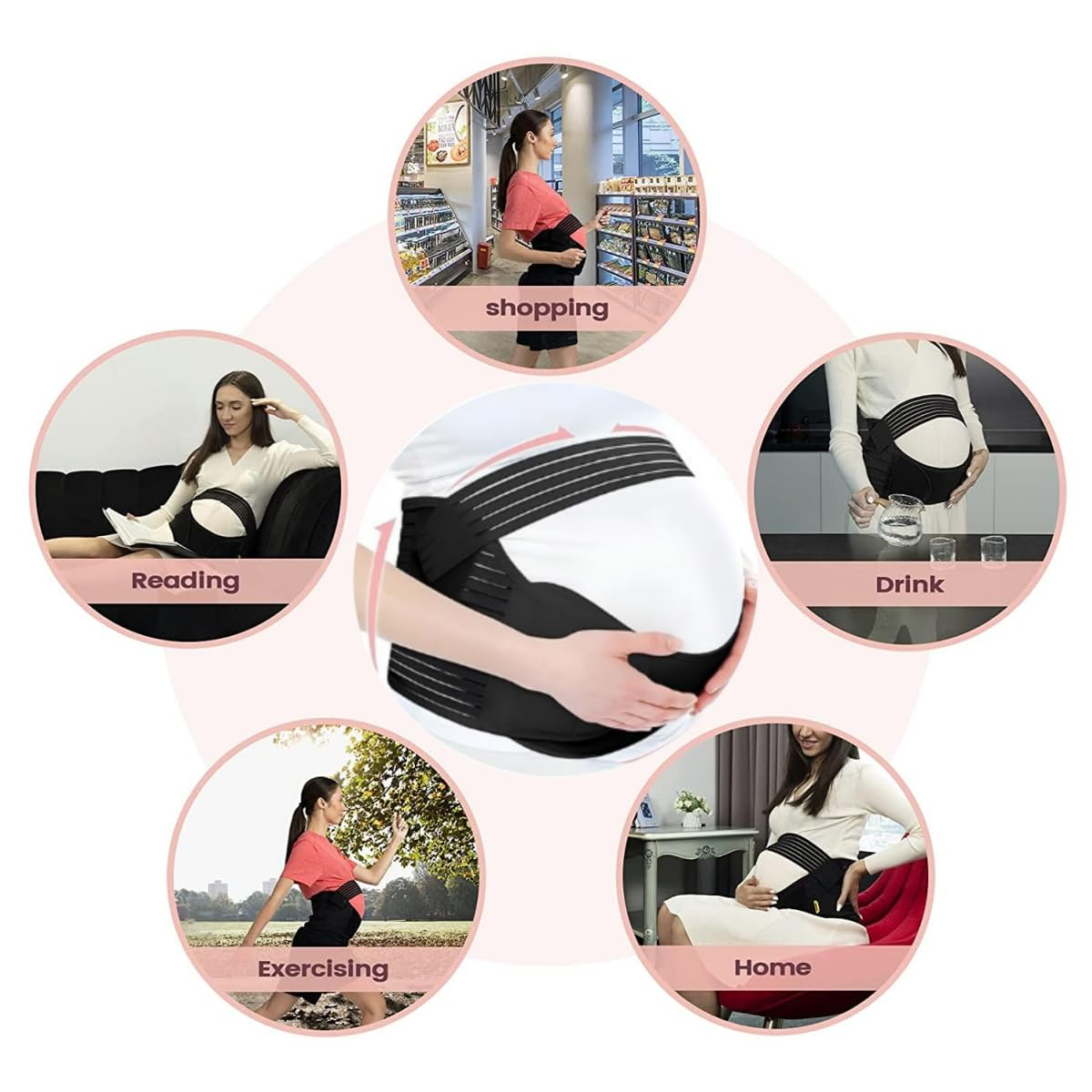 Maternity Belly Band Support, Breathable & Lightweight Abdominal Support with Back Brace, 3-In-1 Pregnancy Belly Belt for Mid to Late Term, Stylish & Durable Pregnancy Pressure Relief Band image number 3