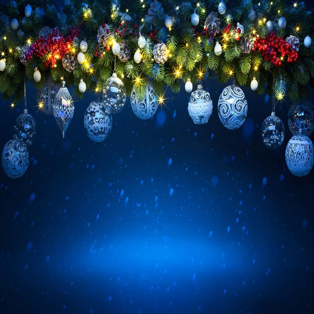 SJOLOON Blue Christmas Backdrops for Photography Christmas Ball Backdrop Xmas Backdrop Holiday Photo Background for Christmas Party Decoration Family Gathering Studio Props 11969 (7X5Ft) image number 5
