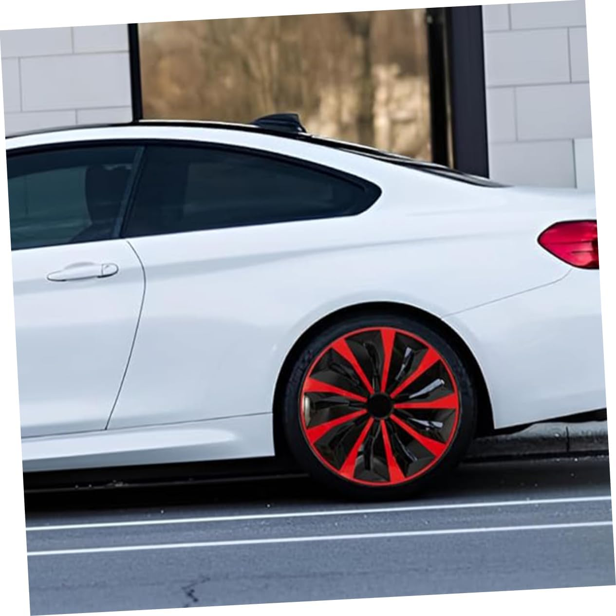 JECOMPRIS Car Wheel Tire Hubcap Hub Cover Replacement Red Black Decorative Hubcaps Pp Material Fit Easy Installation image number 2
