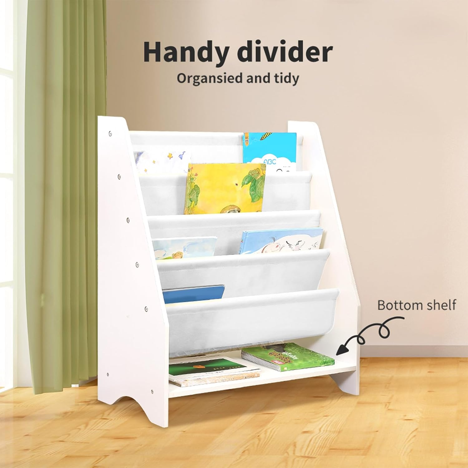 Bopeep Kids Bookshelf, 5 Tiers Storage Book Shelf Bookshelves Corner Wall, Kids Bookshelf Magazines Stand, Toy Bookcase Rotating Display Shelves, Magazine Rack,Home Kindergarten Furniture image number 1