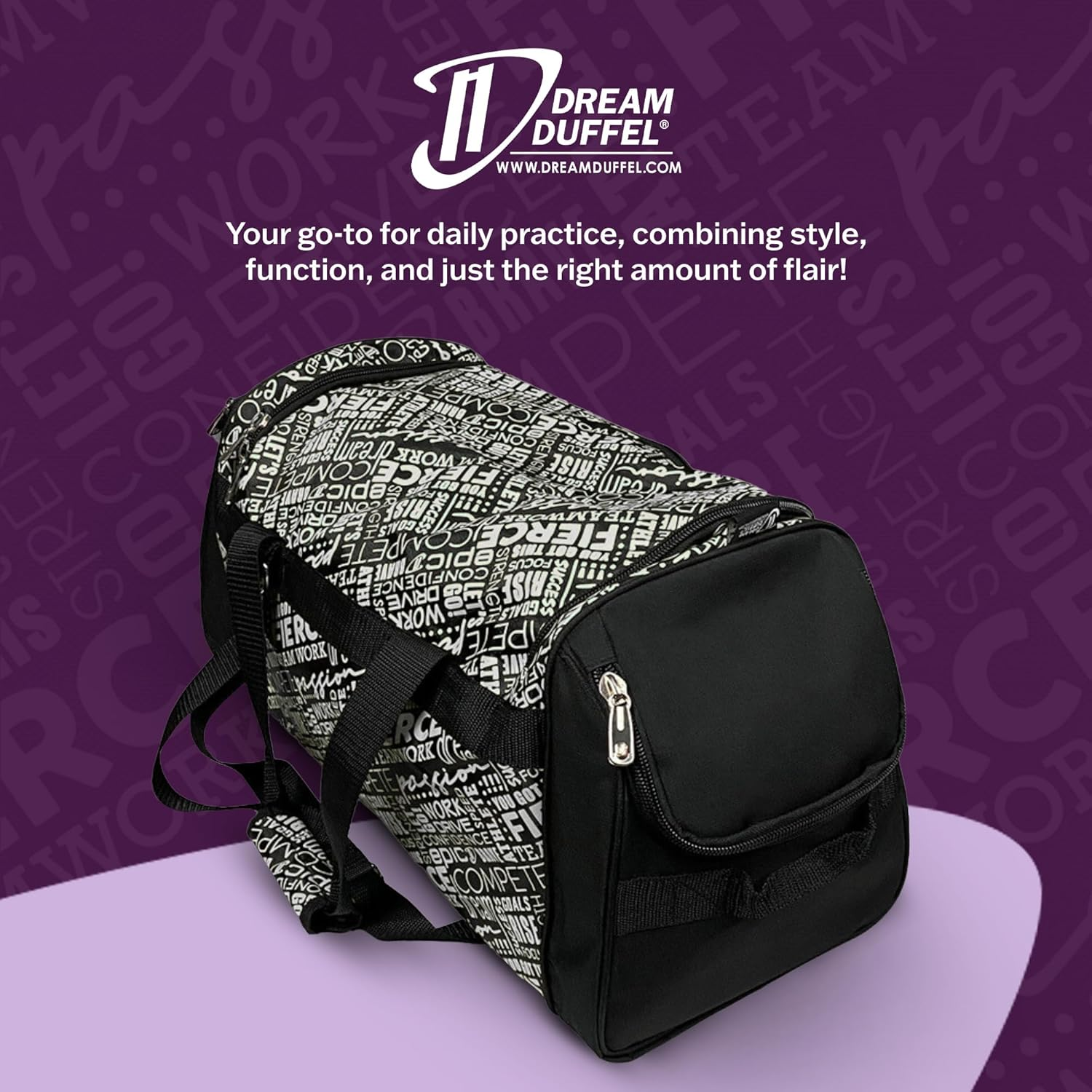 Dream Duffel Inspiration Practice Bag, Stylish Gym Tote with 2 Large Side Pockets, Perfect for Shoes & Accessories, 21.25" X 12.6" X 2.36", White, 21.25" X 12.6" X 2.36" - Blue image number 4