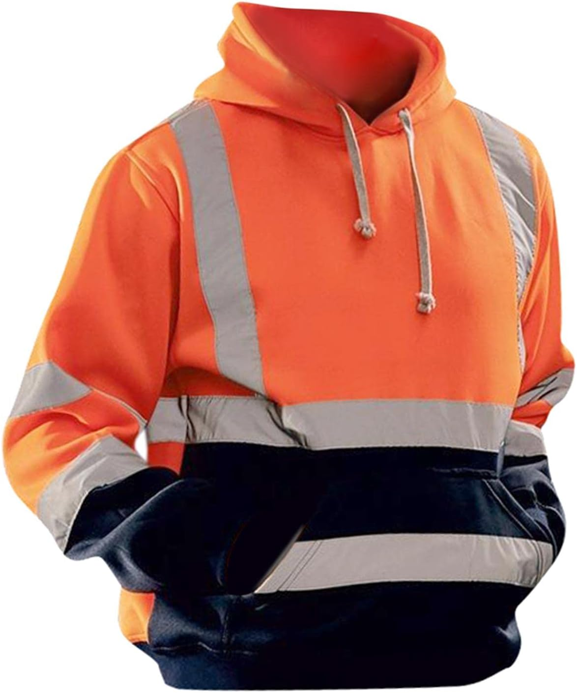 Amagogo High Visibility Safety Sweatshirt with Pocket and Reflective Strips, Hooded Pullover, S-5XL, Orange M image number 1