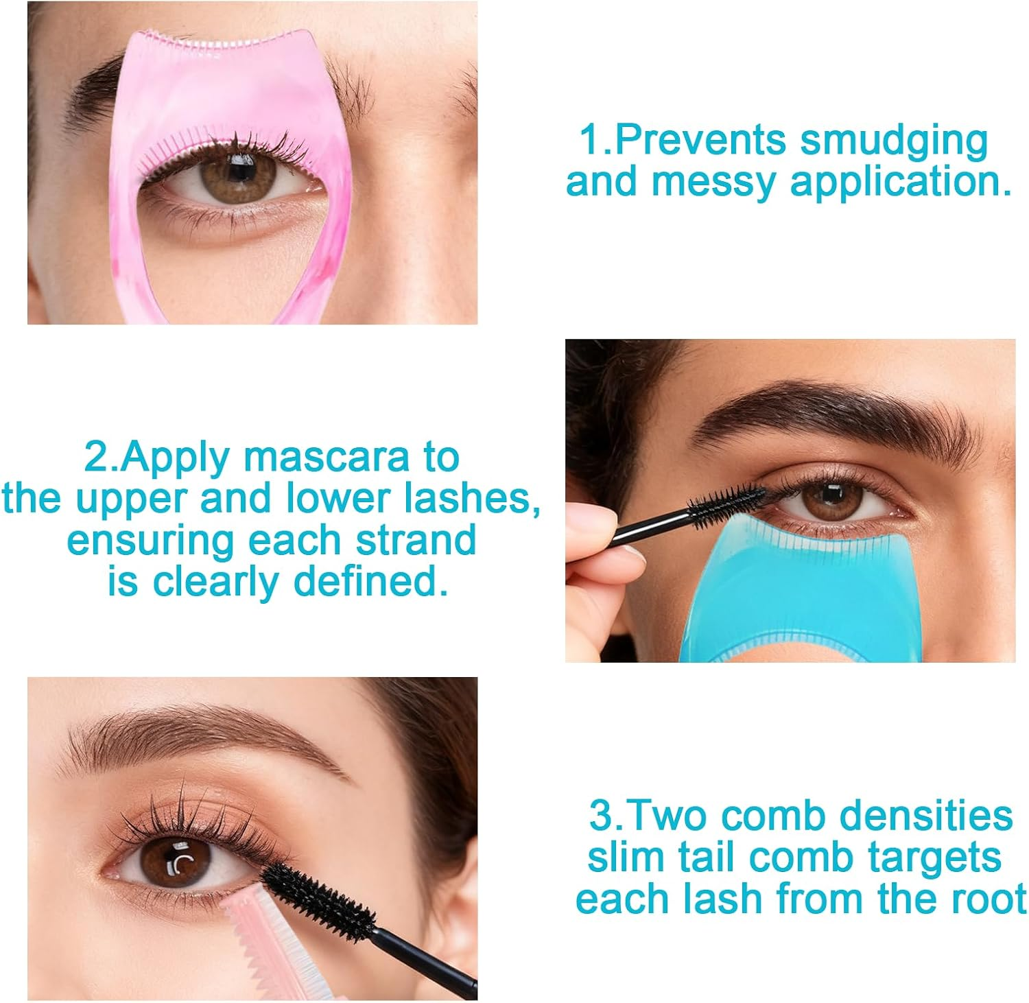 Lyvixora 3 PCS Eyelash Comb Cosmetics, Mascara Shield Guard, 3 in 1 Eye Lash Helper Guide Applicator Tool for Makeup Accessories image number 4