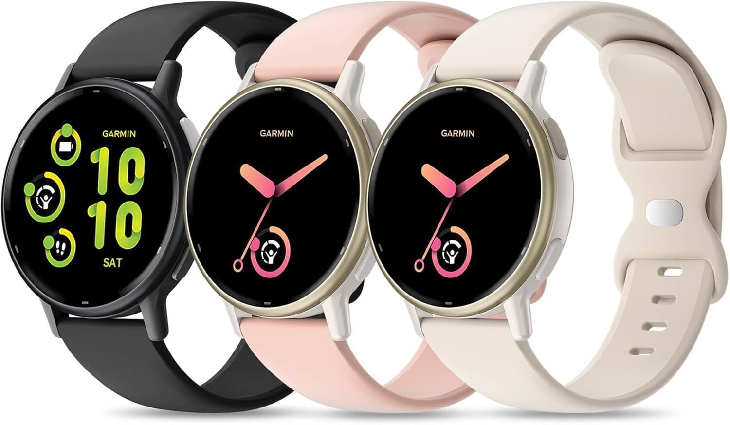 3 Pack Silicone Bands Compatible with Garmin Vivoactive 6/5/3/3 Music Watch Band, 20Mm Soft Sport Strap Replacement for Garmin Venu/Venu Sq/Venu Sq 2/Forerunner 570 42Mm/55/165/245/645 Women