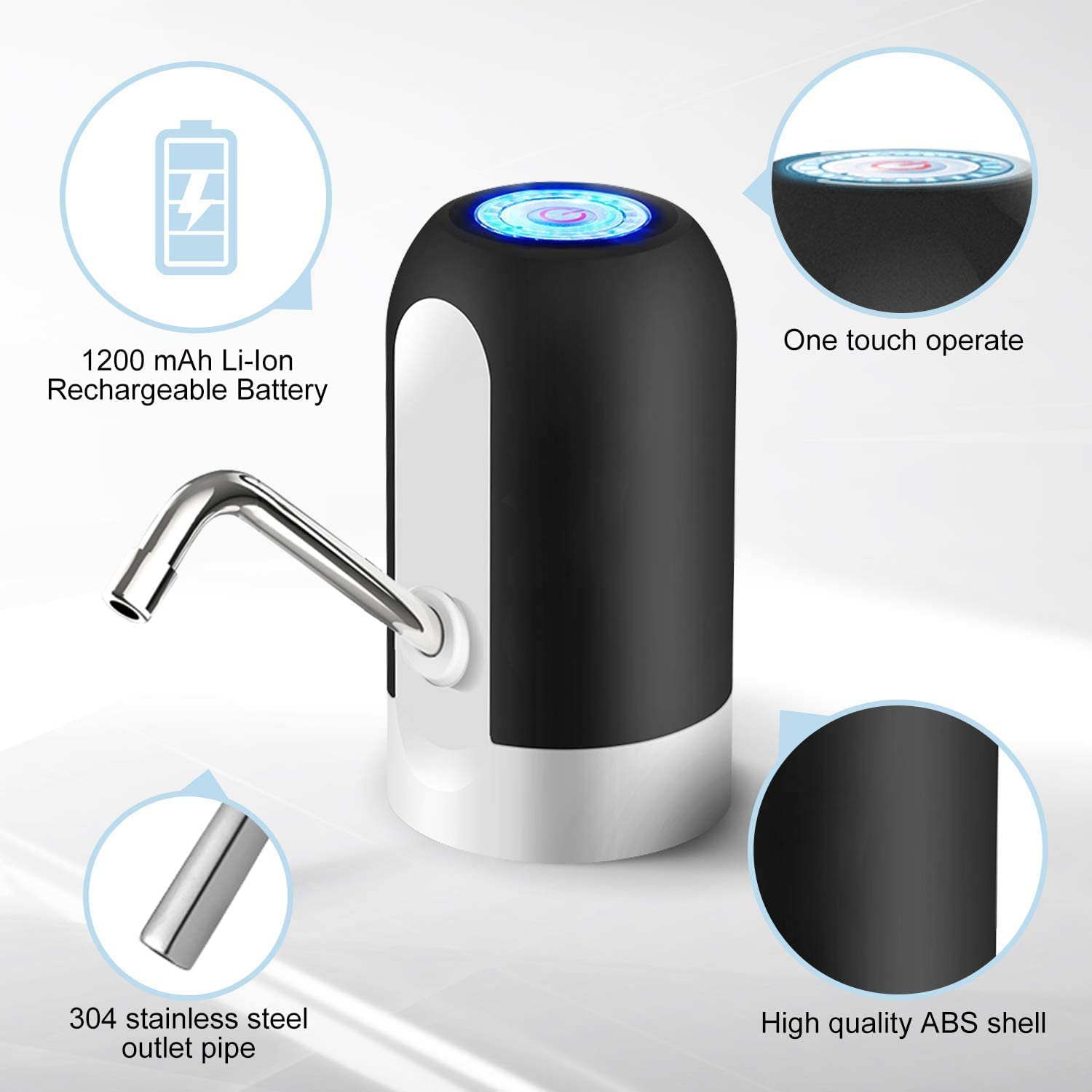 Electric Water Bottle Pump Dispenser Drinking USB Button Black Drinking USB Add More Bottle Compatibility image number 2
