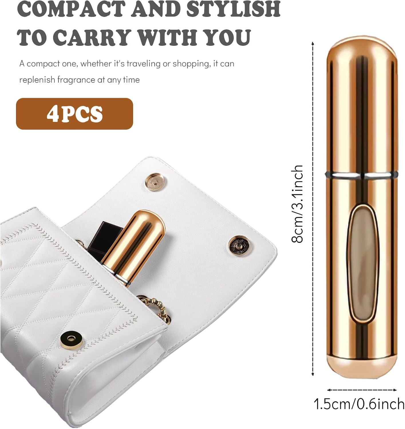 Home Harbor Pack of 4 Perfume Atomisers 5 Ml, Travel Mini Portable Perfume Bottles, Atomiser Pocket Atomiser, Empty Spray Bottle with Window, Spray Bottles for Air Travel image number 2