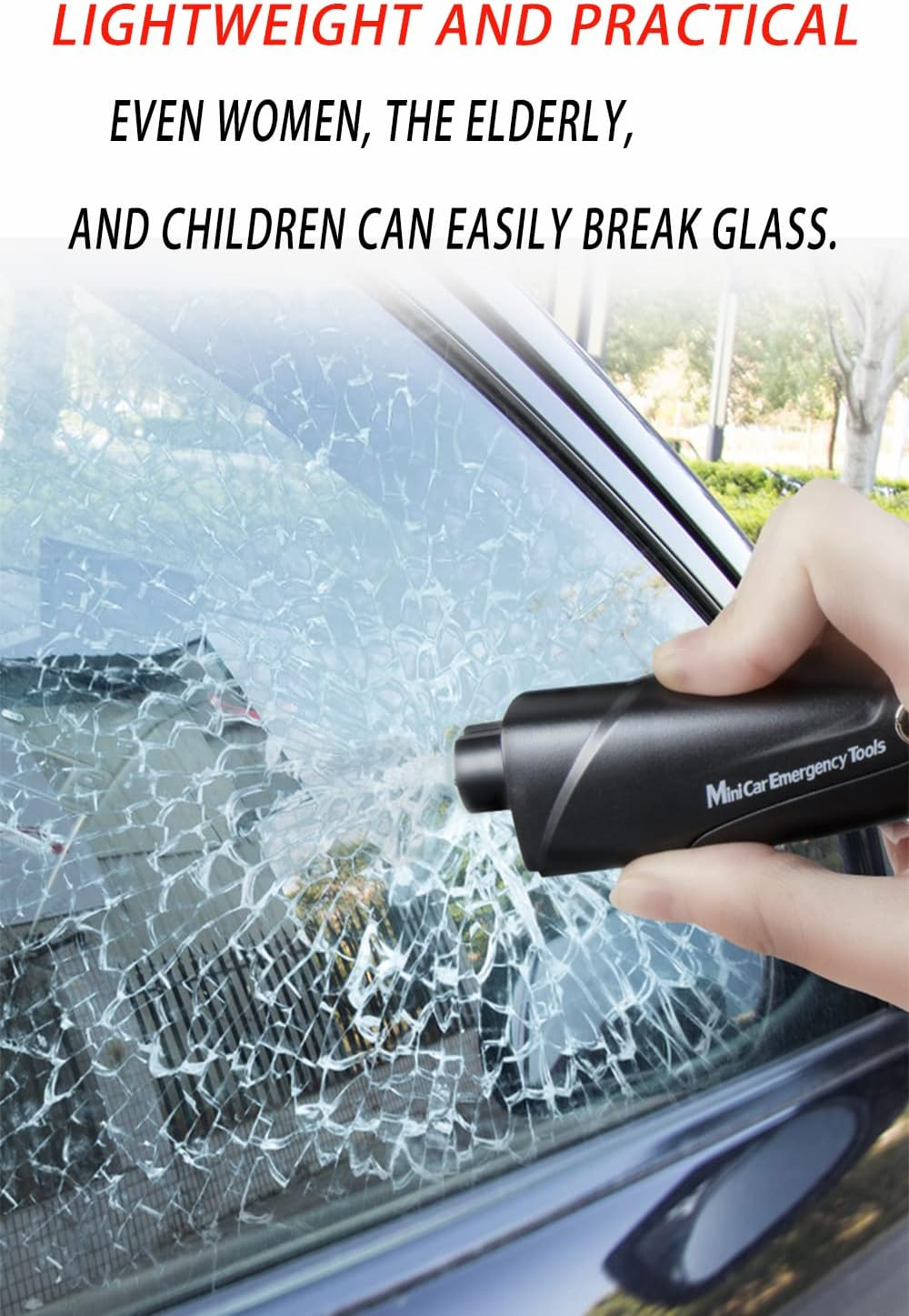 WHOHAO 4 Pack Car Window Breaker and Seat Belt Cutter, Emergency Keychain Car Escape Tool with Glass Breaker Seatbelt Cutter,Car Safety Hammer,Black image number 6