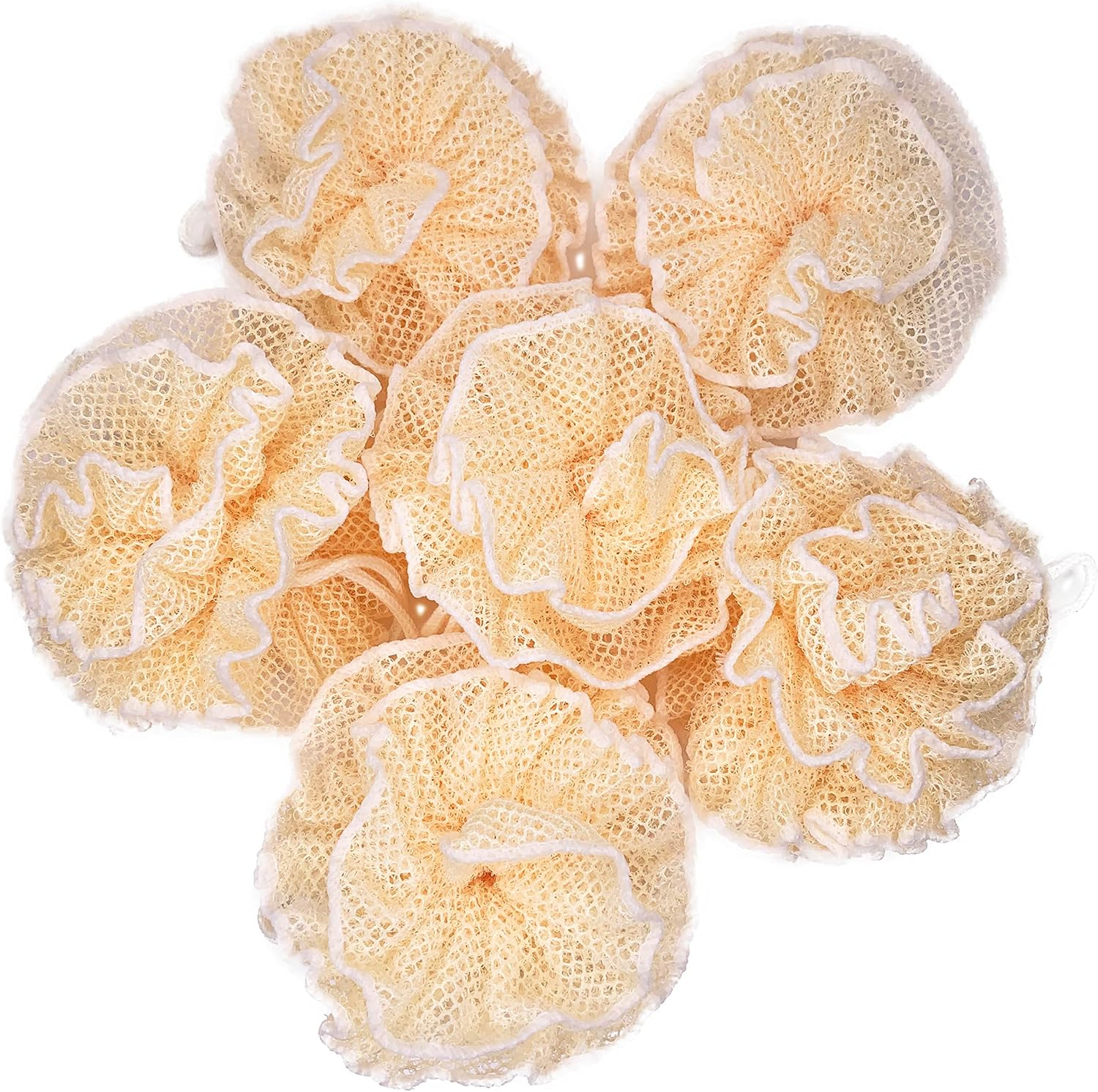 Super Exfoliating Home Spa Weave Loofah Shower Sponge Pouf Mesh Brush - Bath Spa Puff Scrubber Ball - Face Body Poof - Rich Foams Bubble（4.7" Each） Pack of 6 image number 2