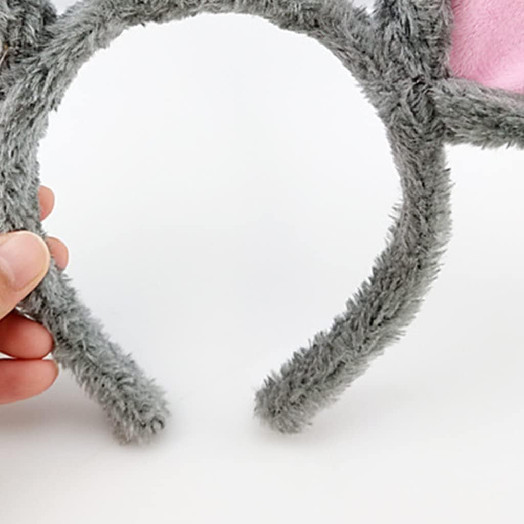Haveratio Soft Bear Ears Headbands Plush Mouse Ears Hair Hoop for Washing Face Cartoon Animal Hairbands Halloween Costume - Grey image number 4