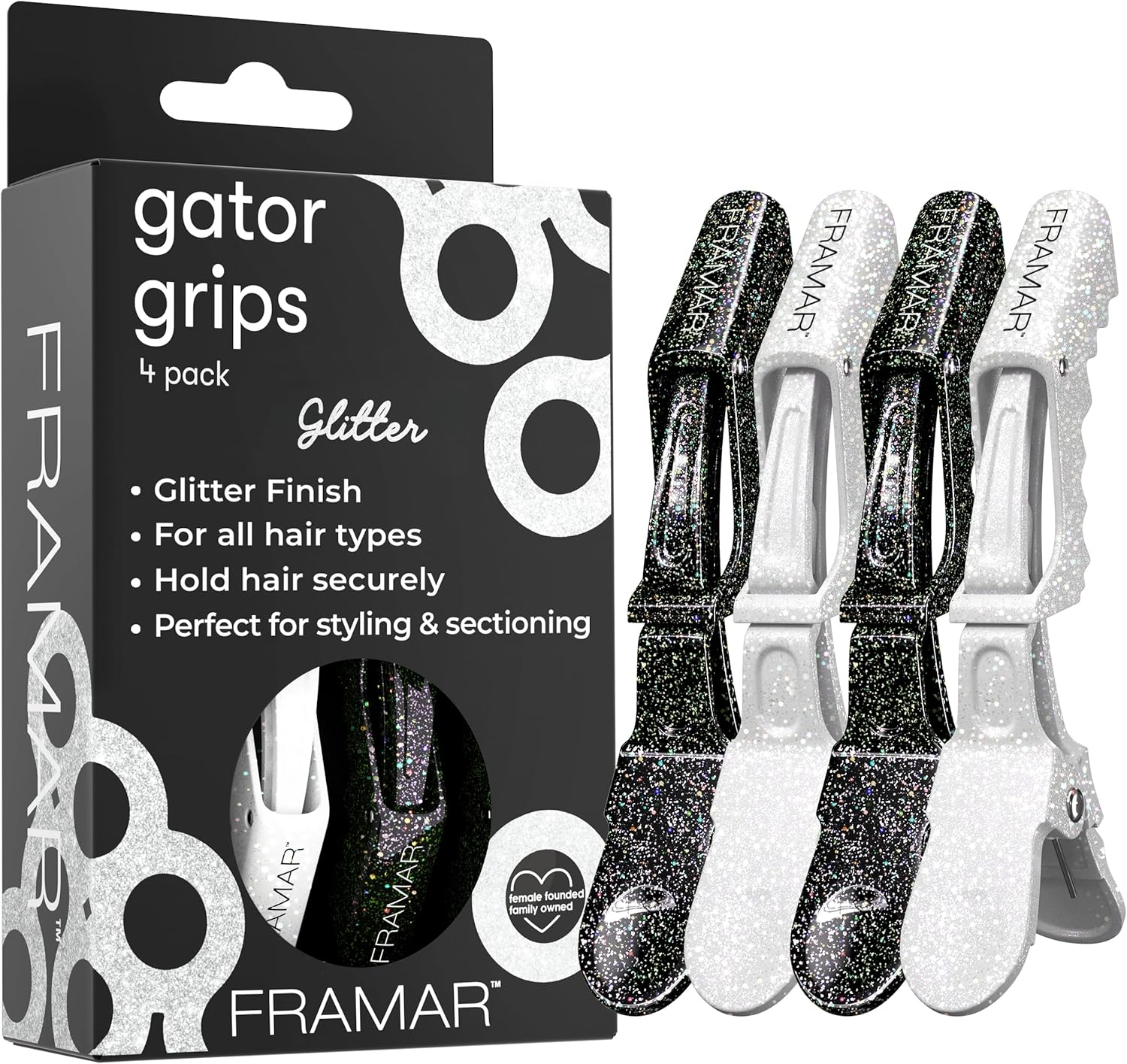 FRAMAR Black Alligator Hair Clips for Styling Women 10 Pcs, Pince a Cheveux, No Crease