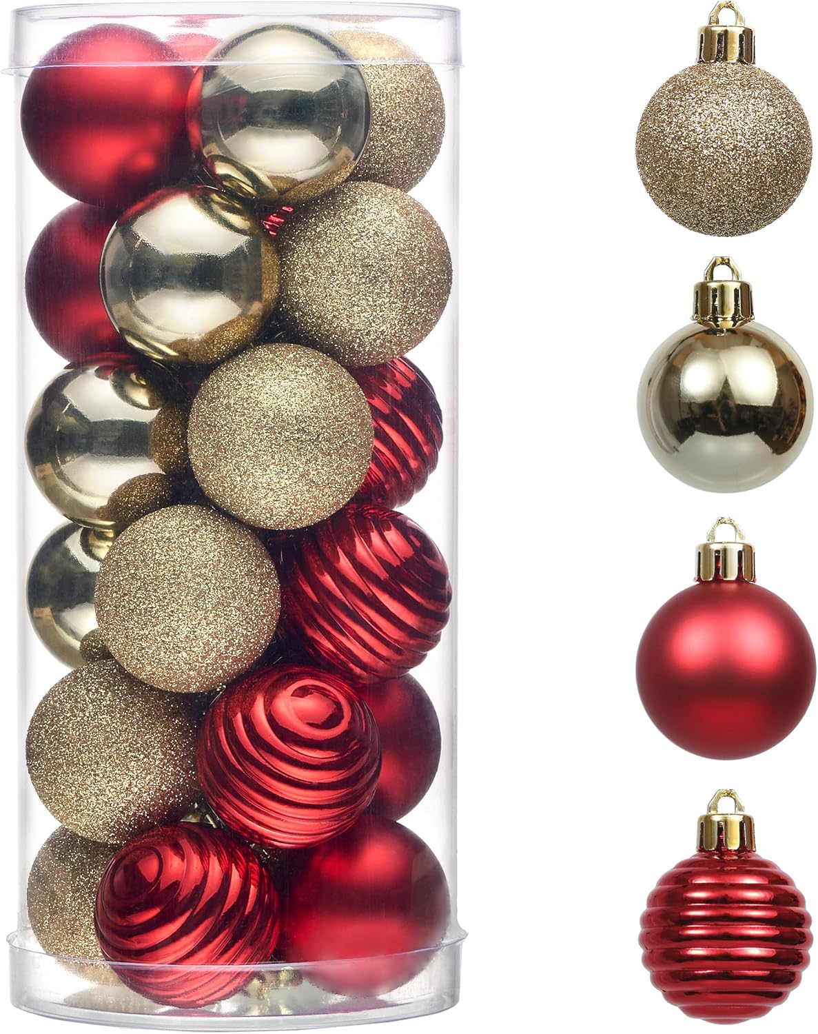 Valery Madelyn 1.57 Inches Small Christmas Tree Decorations Ornament Set for 4Th of July Fall Halloween, 24Ct Brown Green and Gold Shatterproof Hanging Ball Ornaments Holiday Party Decor