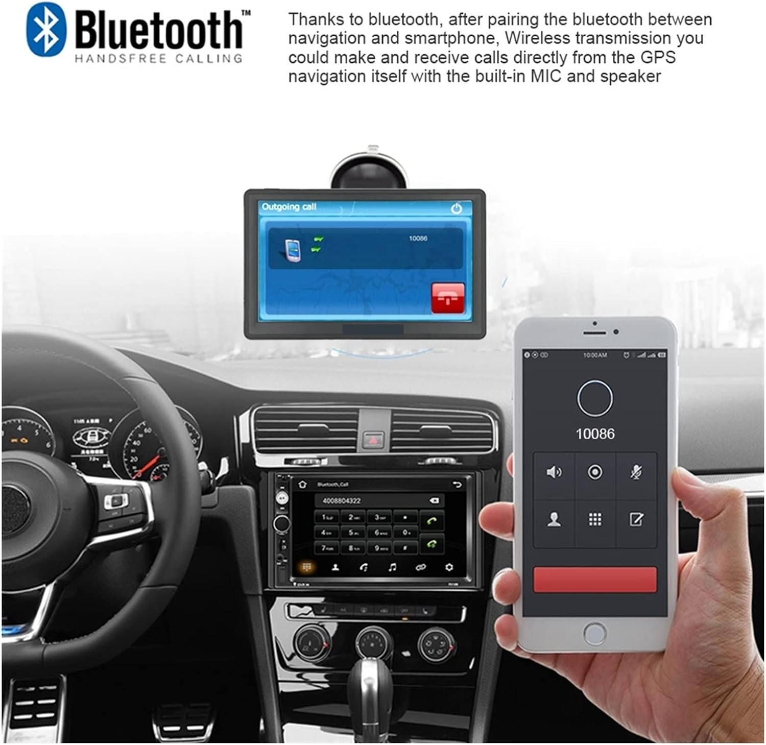 GPS Car Navigator, Portable Car GPS Navigation Bluetooth 7 Inch Capacitive Screen 8GB 256M Truck Vehicle GPS Navigator Europe Maps for Car Truck Rv(Without Bluetooth) image number 2