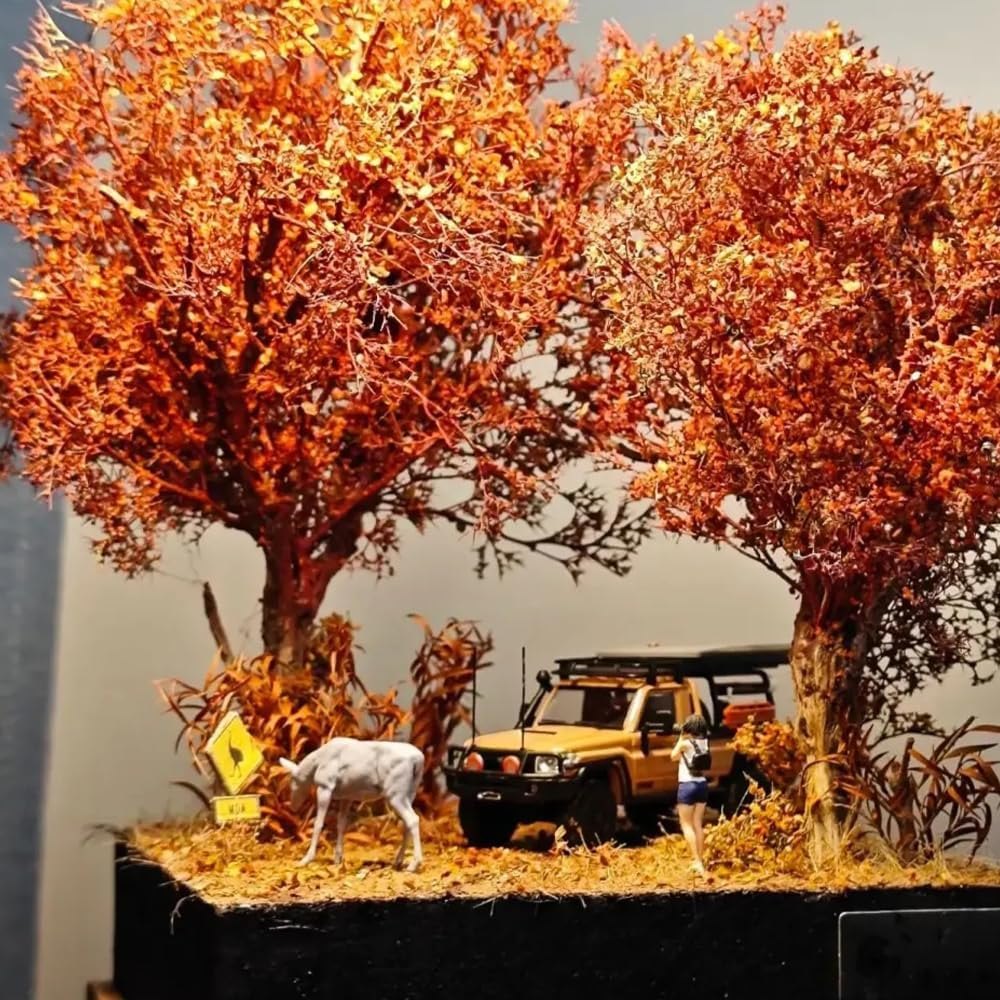 56Ml Micro Leaf Artificial Leaf Simulation Leaf Maple Leaf Suitable for DIY Plant Landscape Sand Table Static Model Railway Diorama Decorative Landscape Scene (Red) image number 1