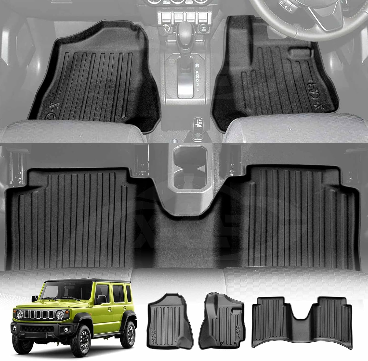 X-CAR 3D Floor Mats for Suzuki Jimny XL 5-Door Auto Transmission 2023-2025 Heavy Duty TPE Carpet Liners