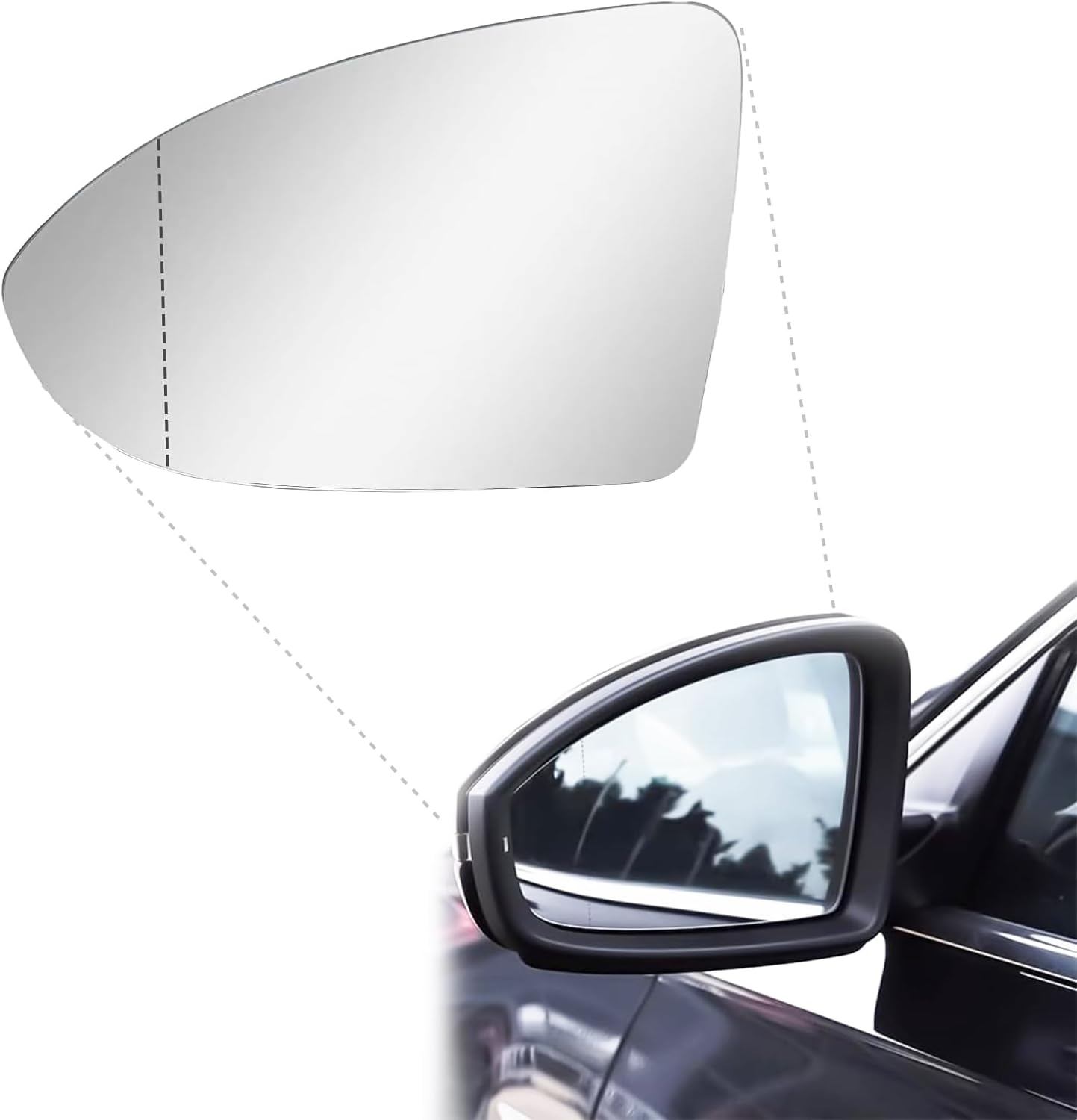 Left Heated Mirror Glass for VW Golf MK7 Jetta &ndash; Quick Defog & Anti-Glare, Clear View Replacement for Safe Driving in Rain & Fog image number 2
