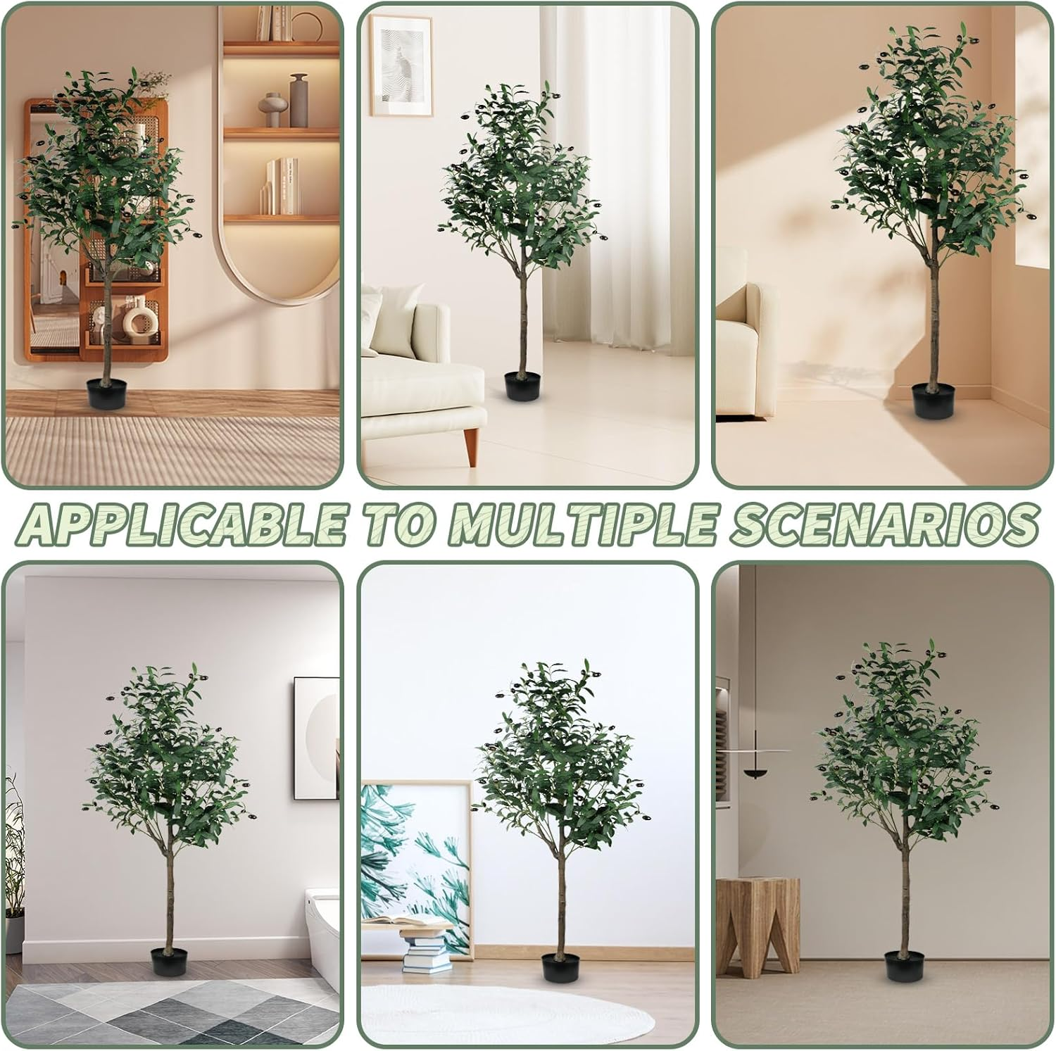 Artificial Olive Tree 5Ft/150Cm Tall Faux Silk Plant Large Fake Olive Potted Tree with Natural Wood Trunk and Lifelike Fruit for Home Office Decor Indoor with Plastic Planter