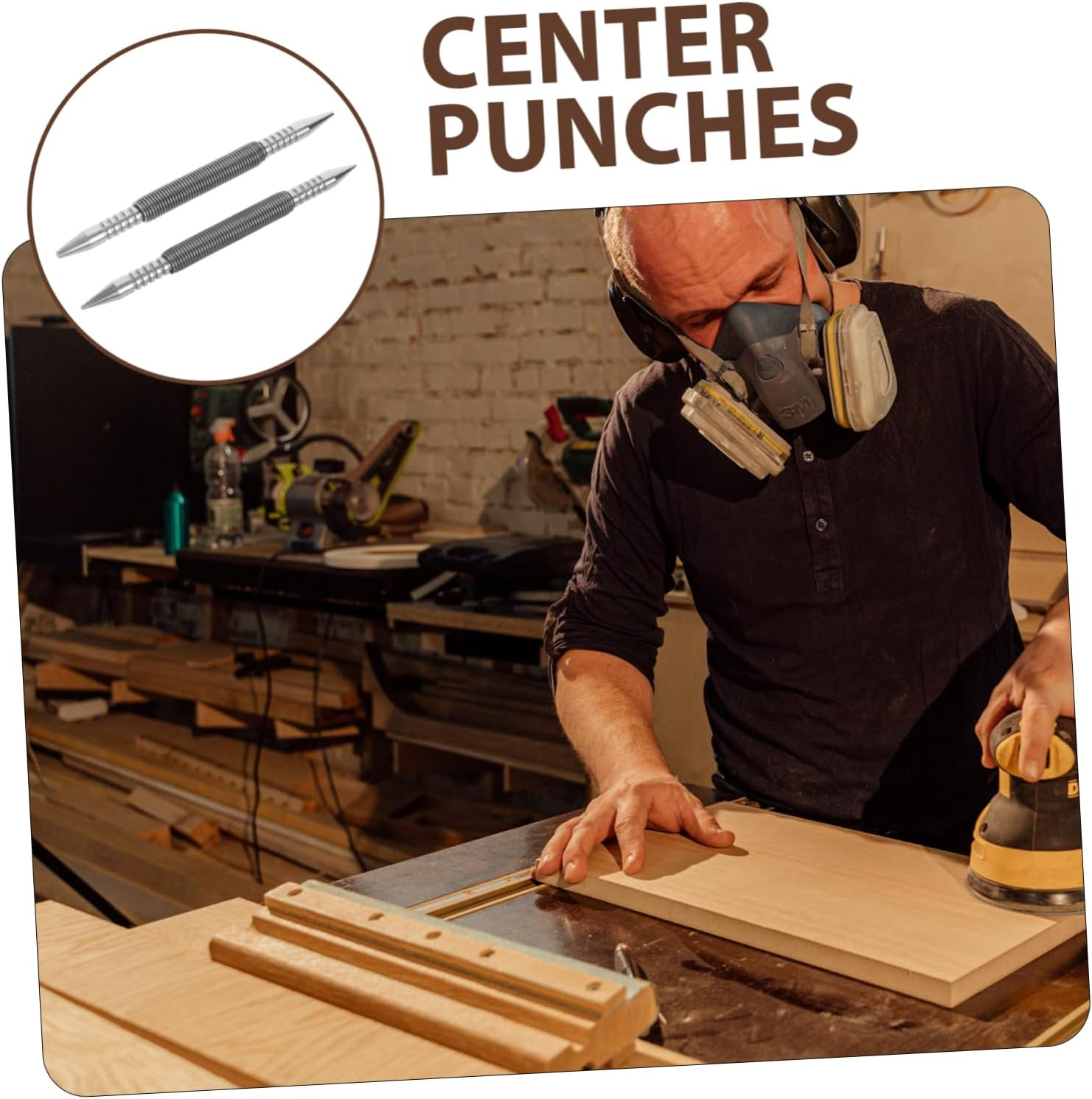 Anneome 2Pcs Spring Nail Punch Set Dual Head Spring Loaded Center Punch for Wood Metal Glass Hammerless Carbon Steel Nail Tool for Precise Marking image number 6