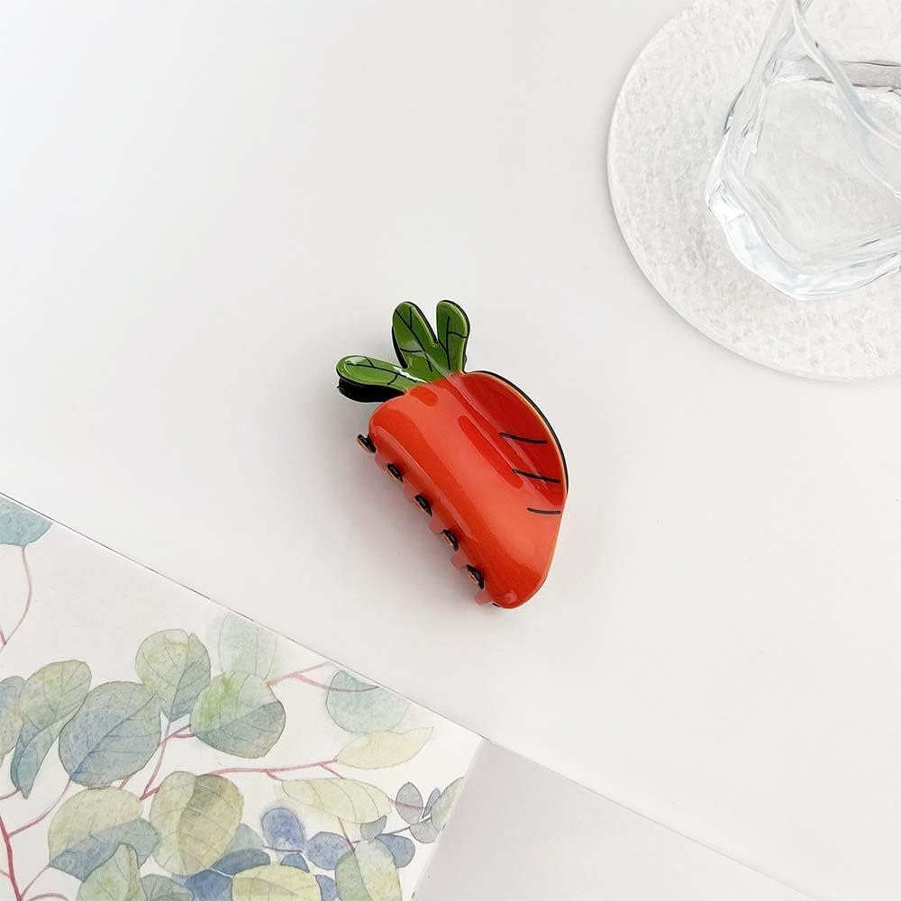 Grab Clip Creative Cute Women Hair Accessories Strawberry Shark Clip Vegetable Hair Catching Shark Clip, Acrylic Hair Claw Avocado image number 1